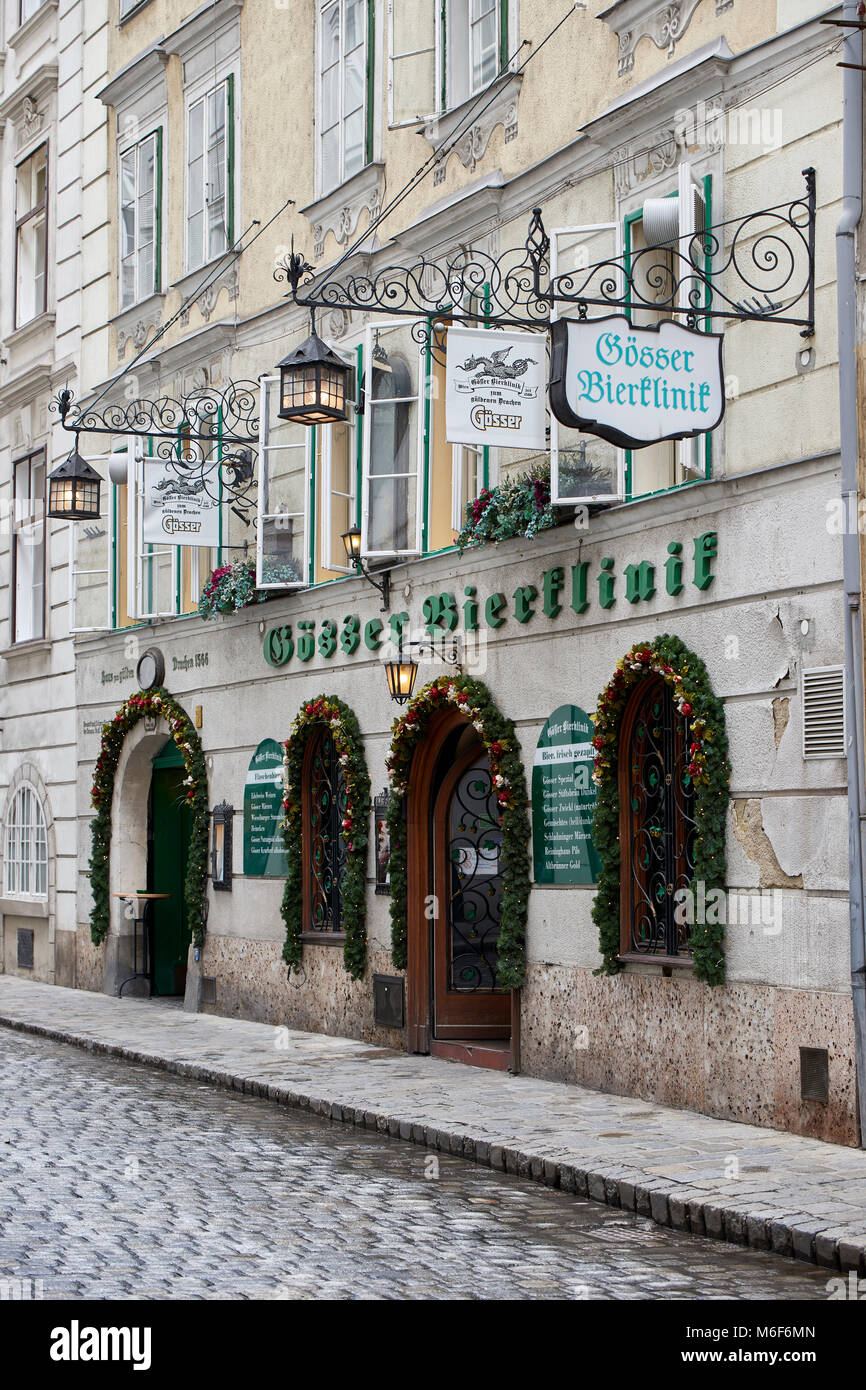 Gösser Bierklinik, das älteste Restaurant in Wien Stockfoto