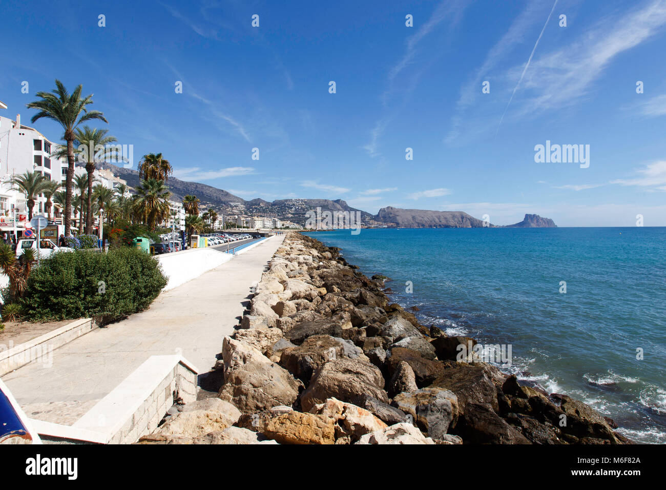Altea, das Meer. Altea in Spanien, einer der schönsten Städte an der Costa Blanca mit über 15 000 Einwohnern Stockfoto
