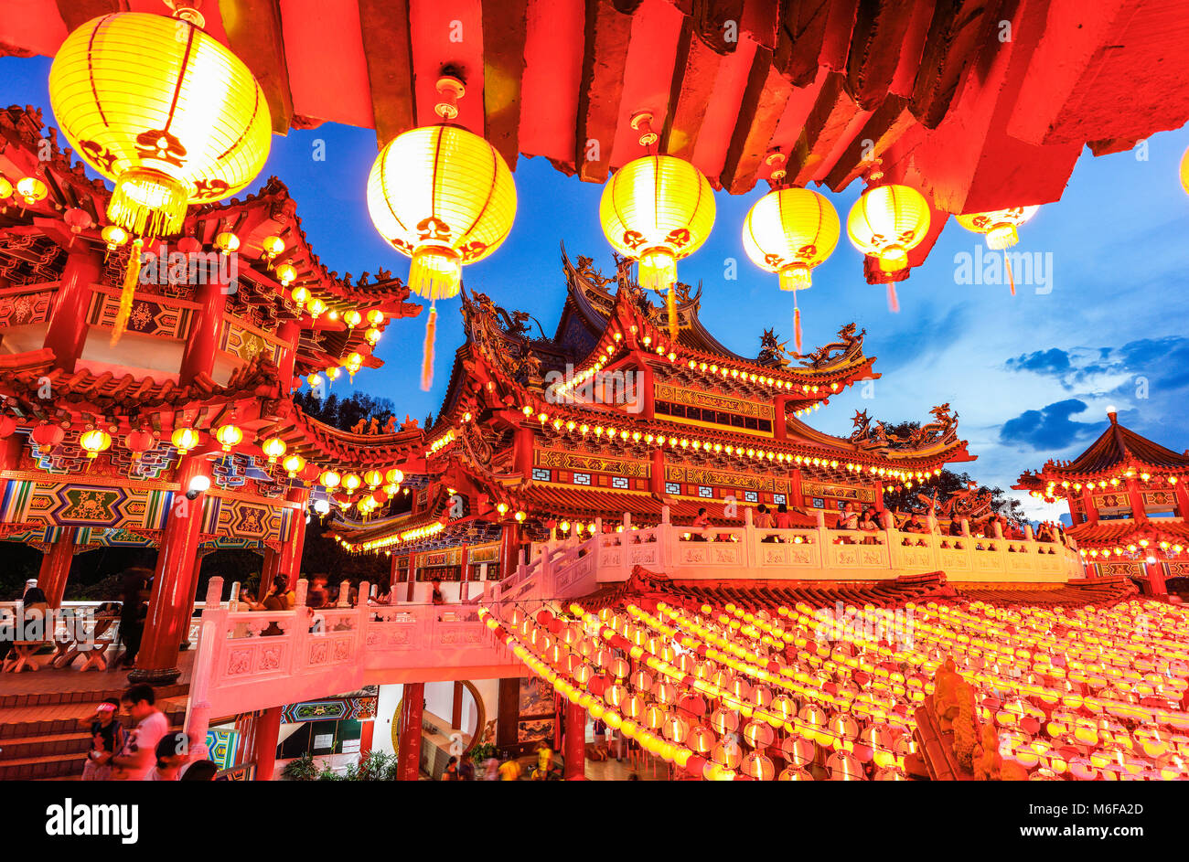 Die rote Laternen von Thean Hou Tempel, Kuala Lumpur während der mondkalender das Chinesische Neujahr. Stockfoto