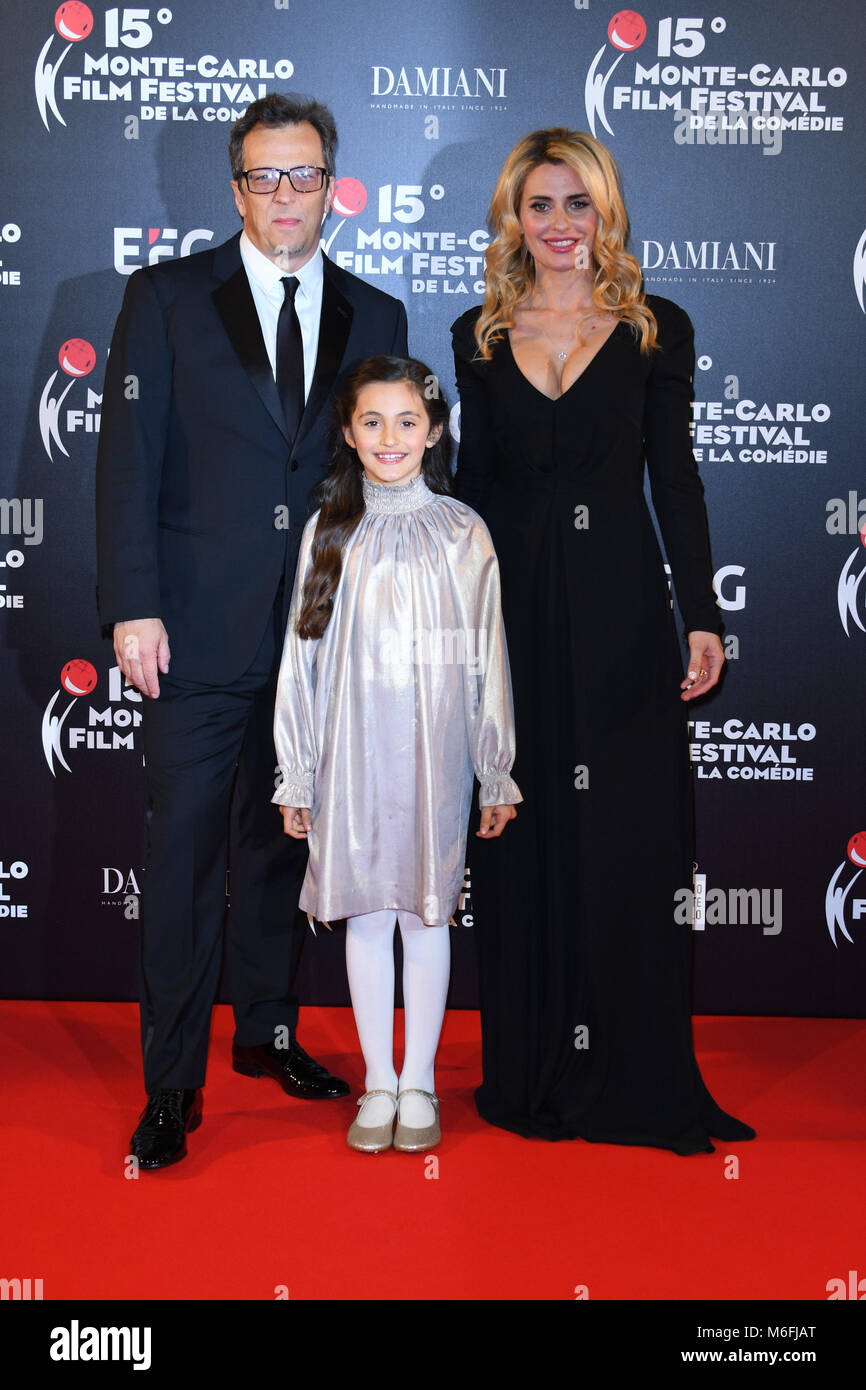 Montecarlo, Mönch. 03 Mär, 2018. Monaco, Monte-Carlo Film Festival de la Comedie. Red Carpet gala Abend. Im Bild: Gabriele Muccino Angelica Russo Credit: Unabhängige Fotoagentur/Alamy leben Nachrichten Stockfoto