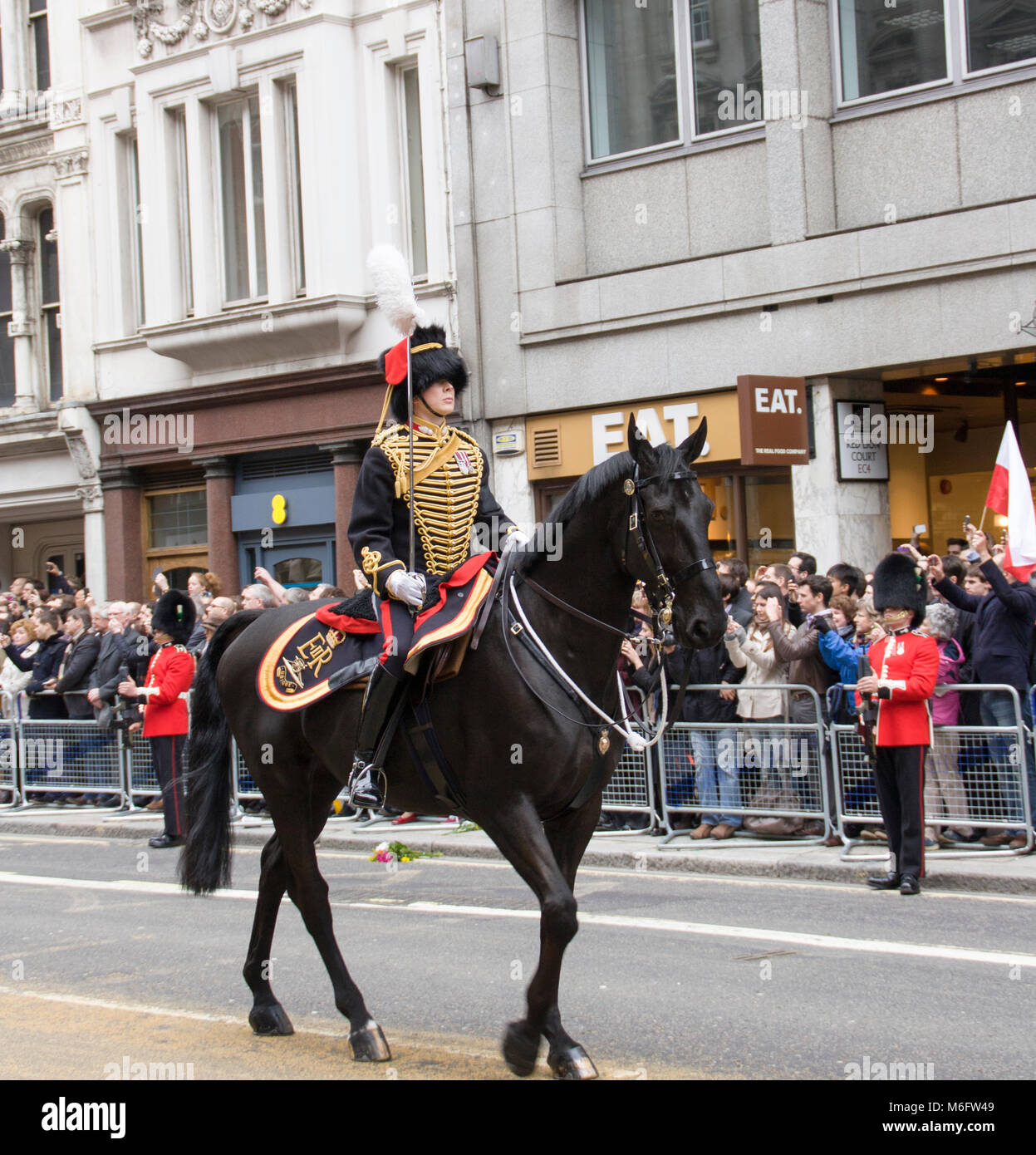 Soldaten auf der Parade an Margret Thatches Beerdigung, London, England, UK; Stockfoto