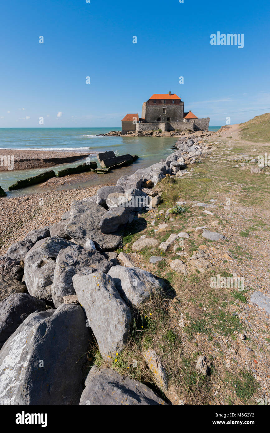 Fort Mahon am Strand von Ambleteuse Stockfoto