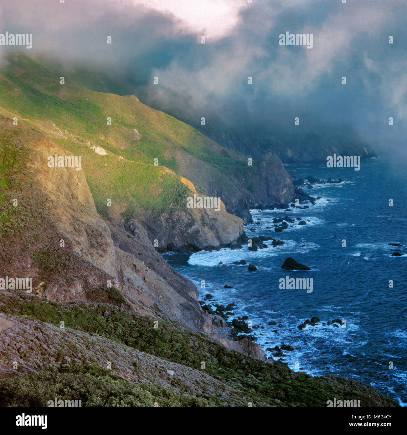 Küstennebel, Pirates Cove, Golden Gate National Recreation Area, Marin County, Kalifornien Stockfoto