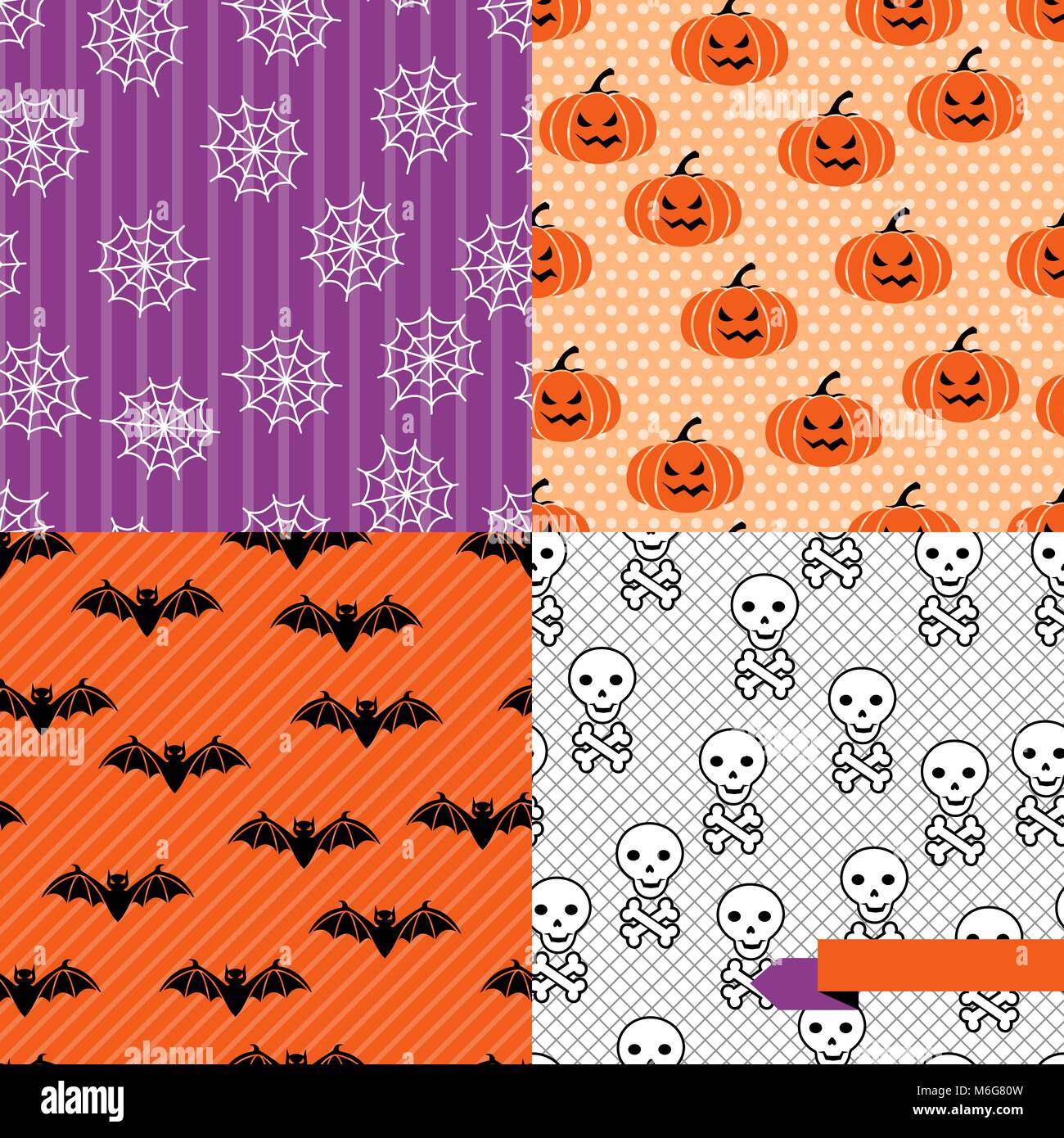 Nahtlose Hintergründe von Halloween - ähnliche Objekte und Wesen. Stock Vektor