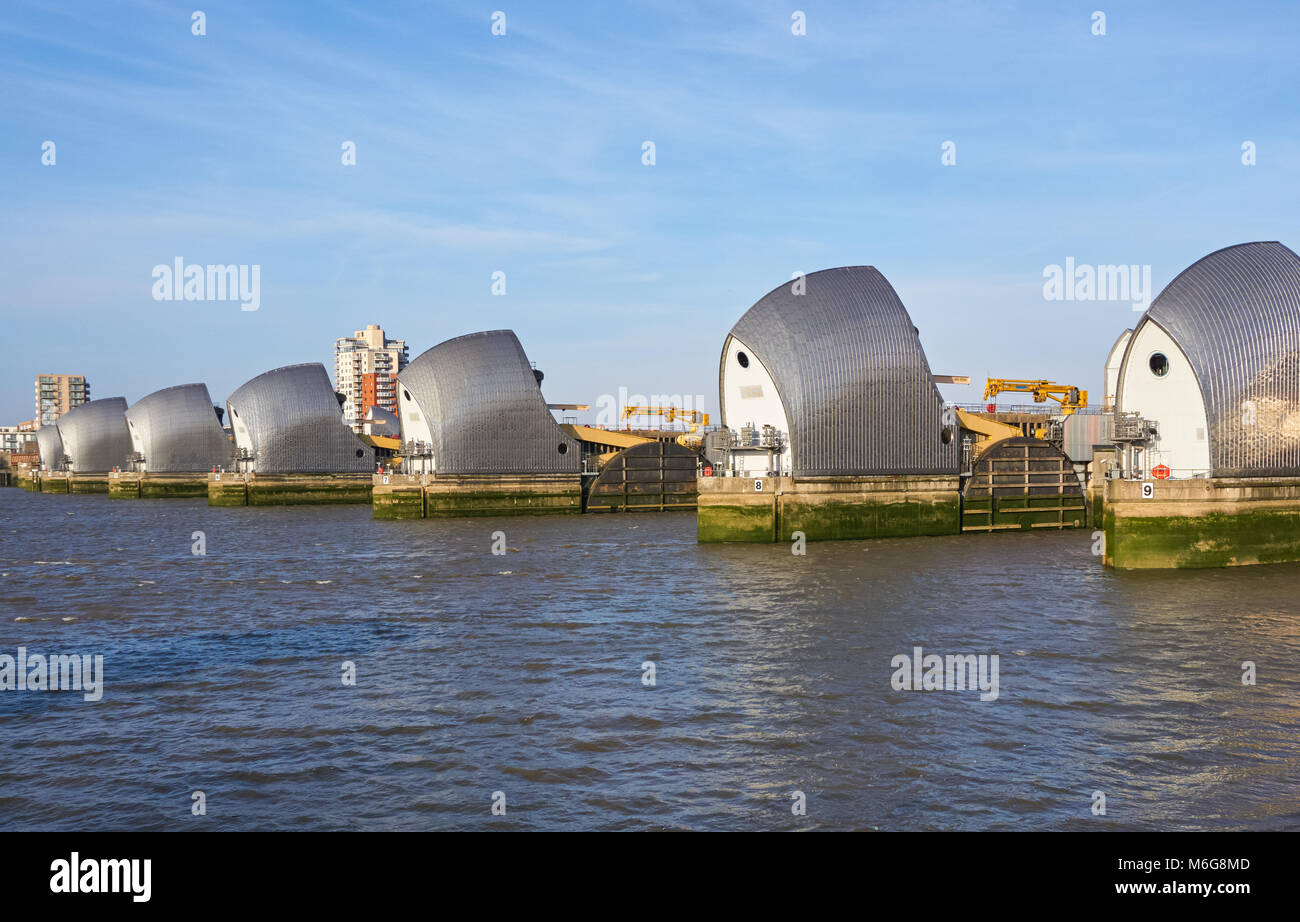 Thames Barrier, London, England, Vereinigtes Königreich, Großbritannien Stockfoto