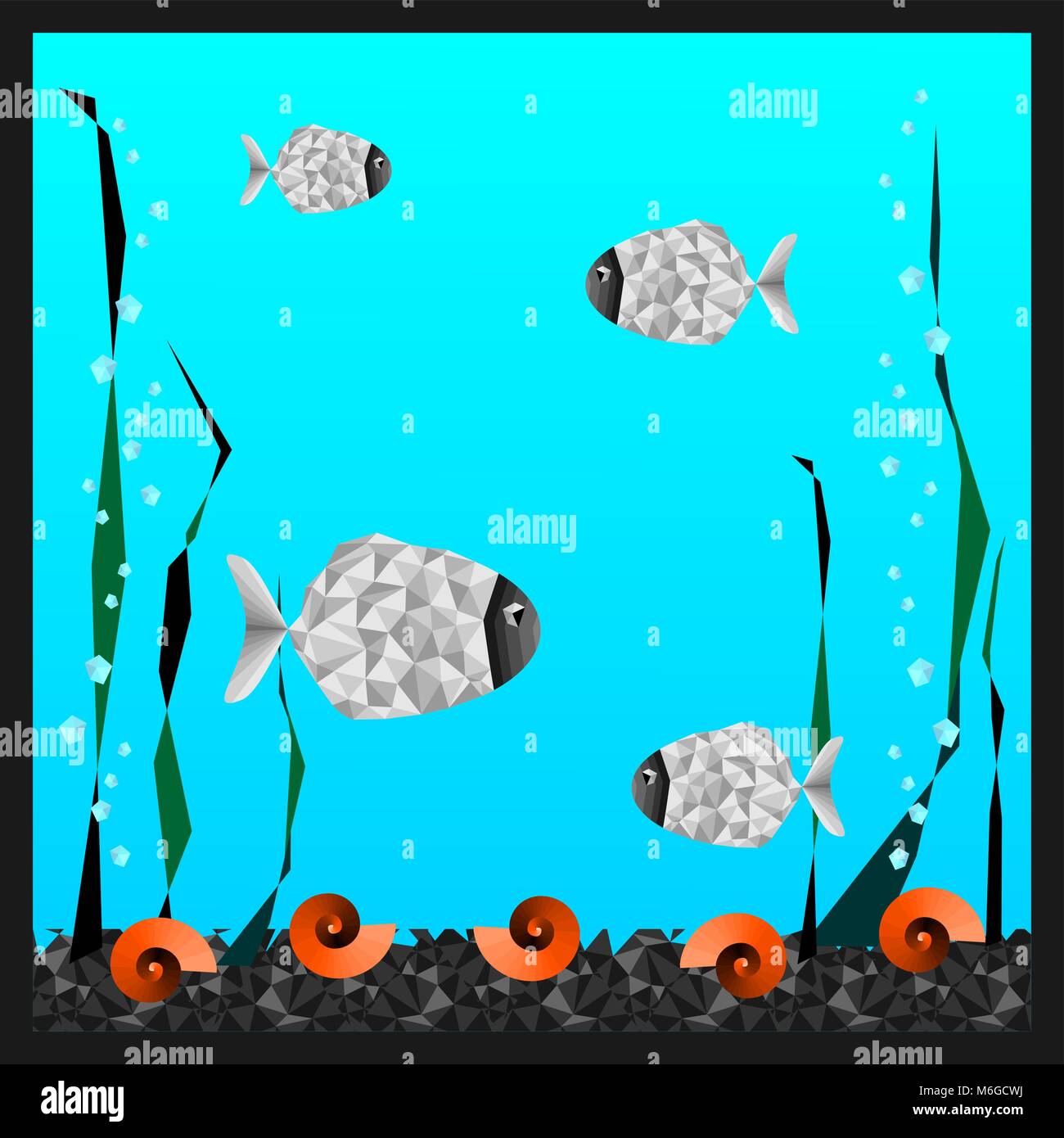 Aquarium mit Fischen in polygonalen Stil Stock Vektor