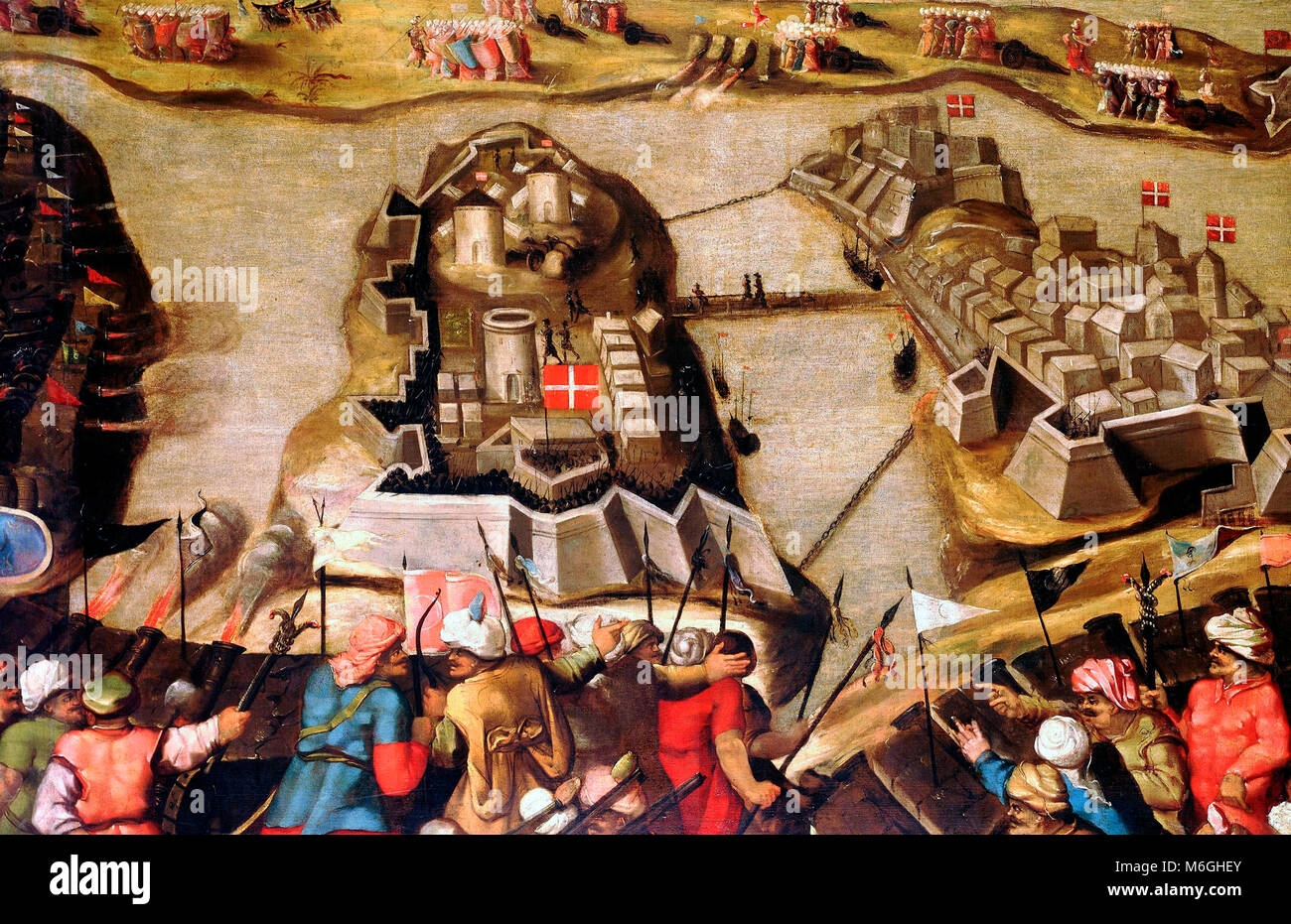 Die Belagerung von Malta: Belagerung und Bombardierung von St. Michael, 28. Juni 1565 Stockfoto