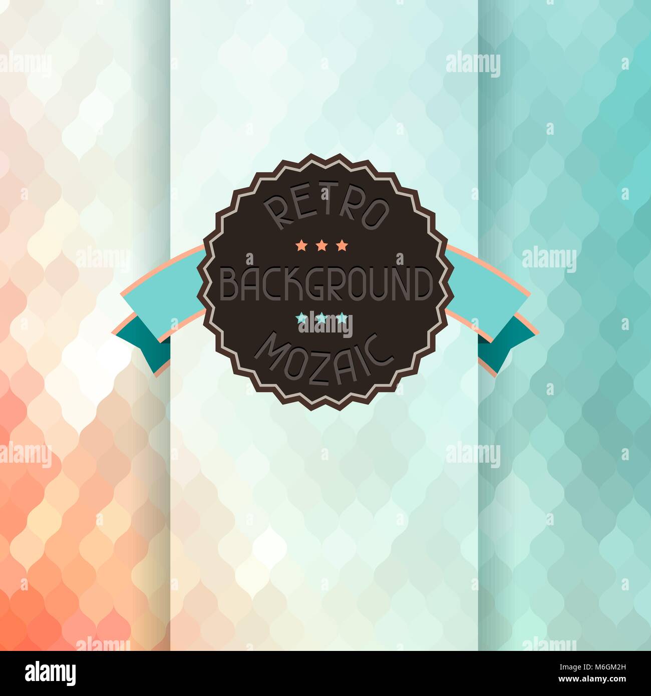 Mosaik Hintergrund mit Farbband und Abzeichen im Retro-Stil Stock Vektor