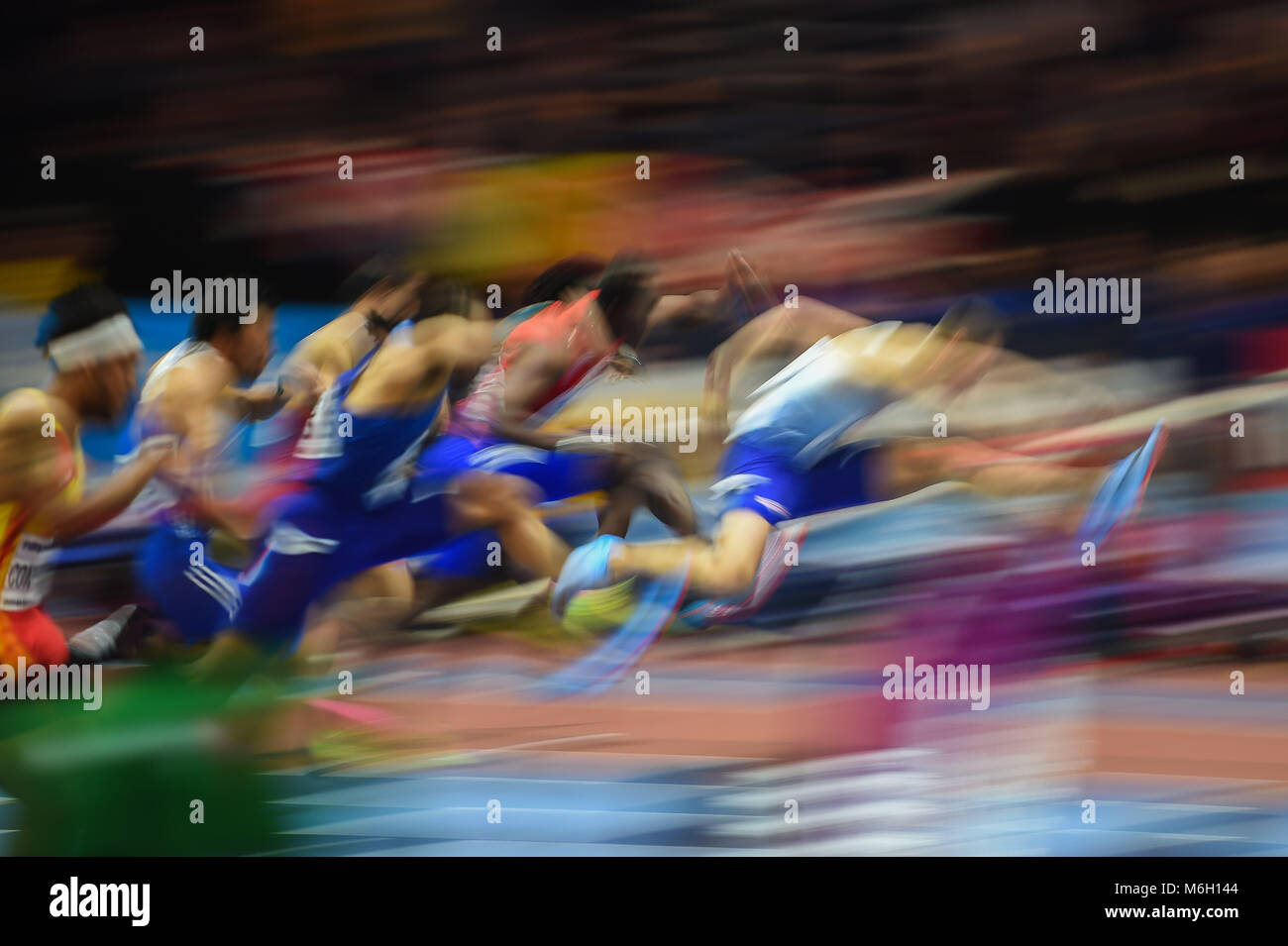 März 4, 2018: Andrew Pozzi von Großbritannien bei 60 m Hürden bei den World indoor Leichtathletik Meisterschaft 2018, Birmingham, England. Ulrik Pedersen/CSM Credit: Cal Sport Media/Alamy Live News Credit: Cal Sport Media/Alamy leben Nachrichten Stockfoto