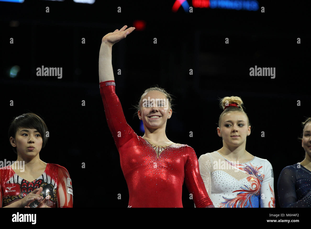 Hoffman Estates, IL, USA. 3 Mär, 2018. Gymnast Mailie O'Keefe während der 2018 American Cup Gymnastik Meisterschaften, in Hoffman Estates, IL statt. Melissa J. Perenson/CSM/Alamy leben Nachrichten Stockfoto