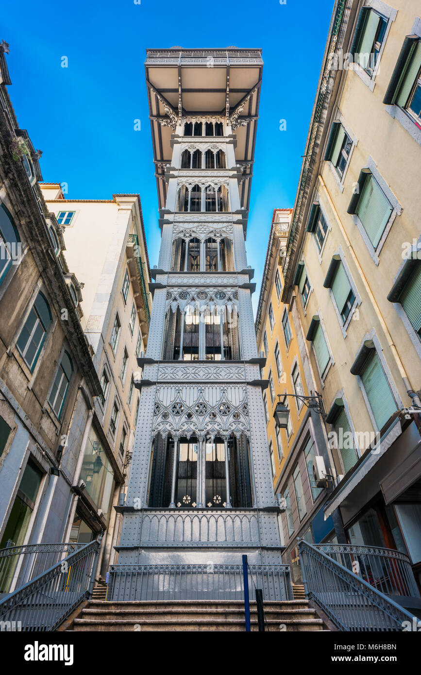 Santa Justa Aufzug in Lissabon Portugal Stockfoto