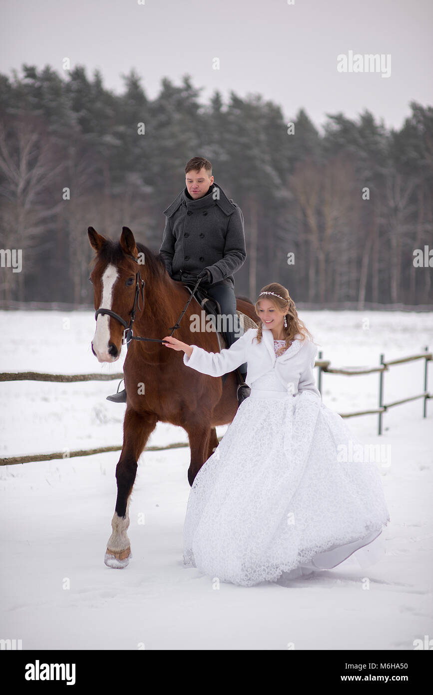 Schönen winter Hochzeit Stockfoto