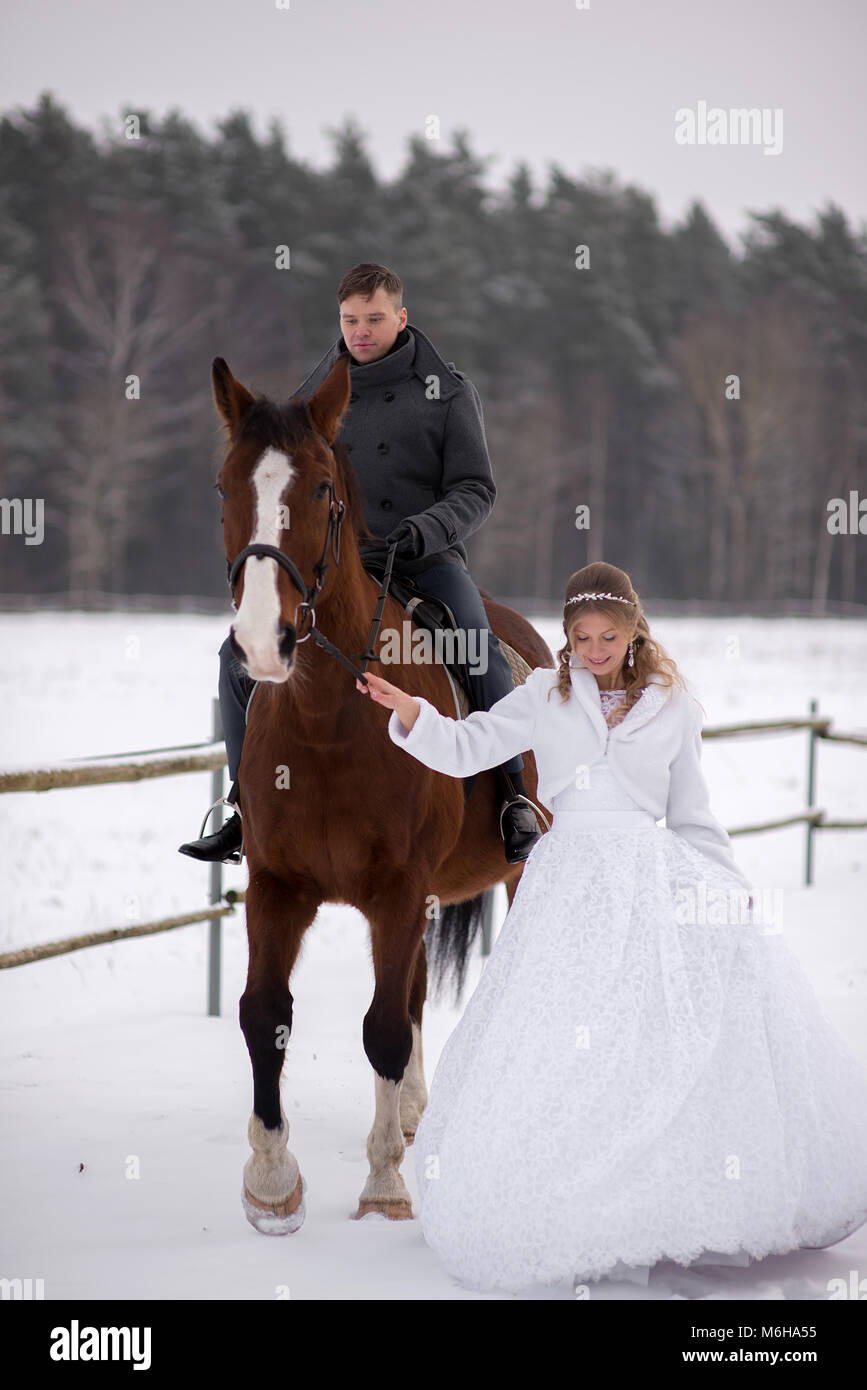 Schönen winter Hochzeit Stockfoto