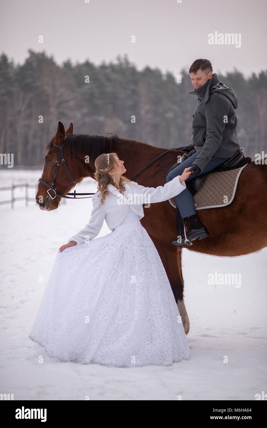 Schönen winter Hochzeit Stockfoto