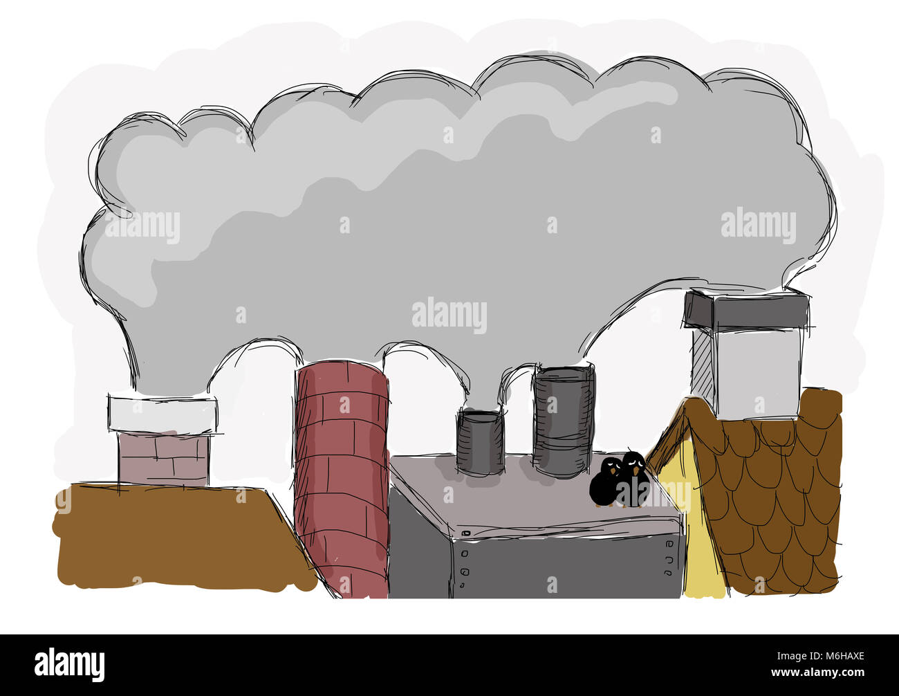 Smog in der Stadt - Illustration für Kinder Stockfoto