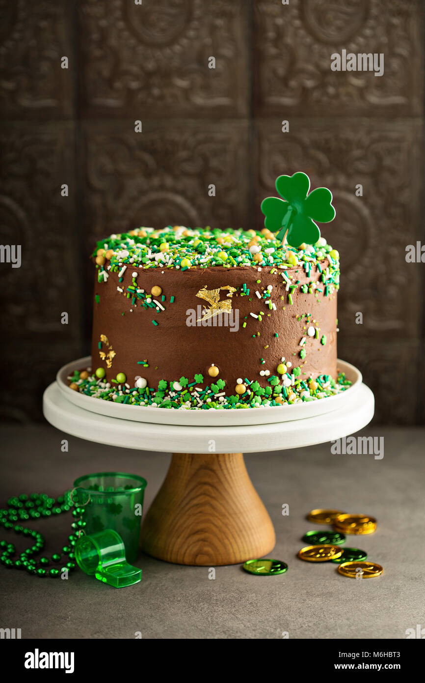 St Patricks Day Chocolate Cake Stockfoto