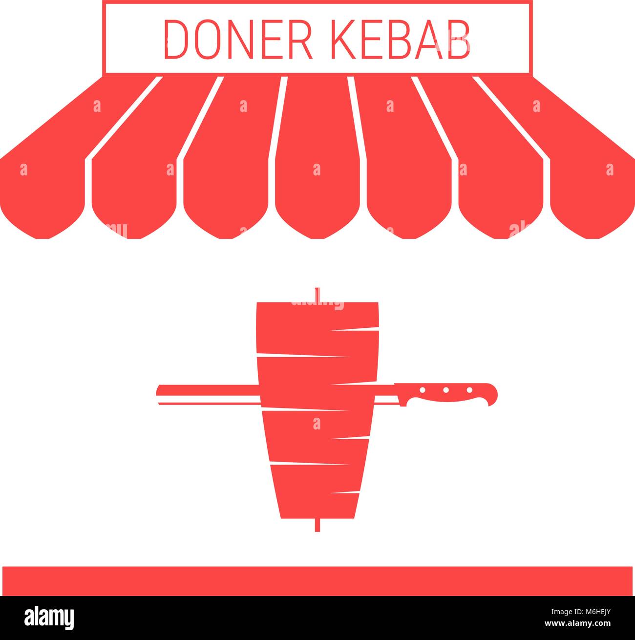 Döner Kebab, Shawarma einzelnen flachen Vektor Icon. Gestreifter ...