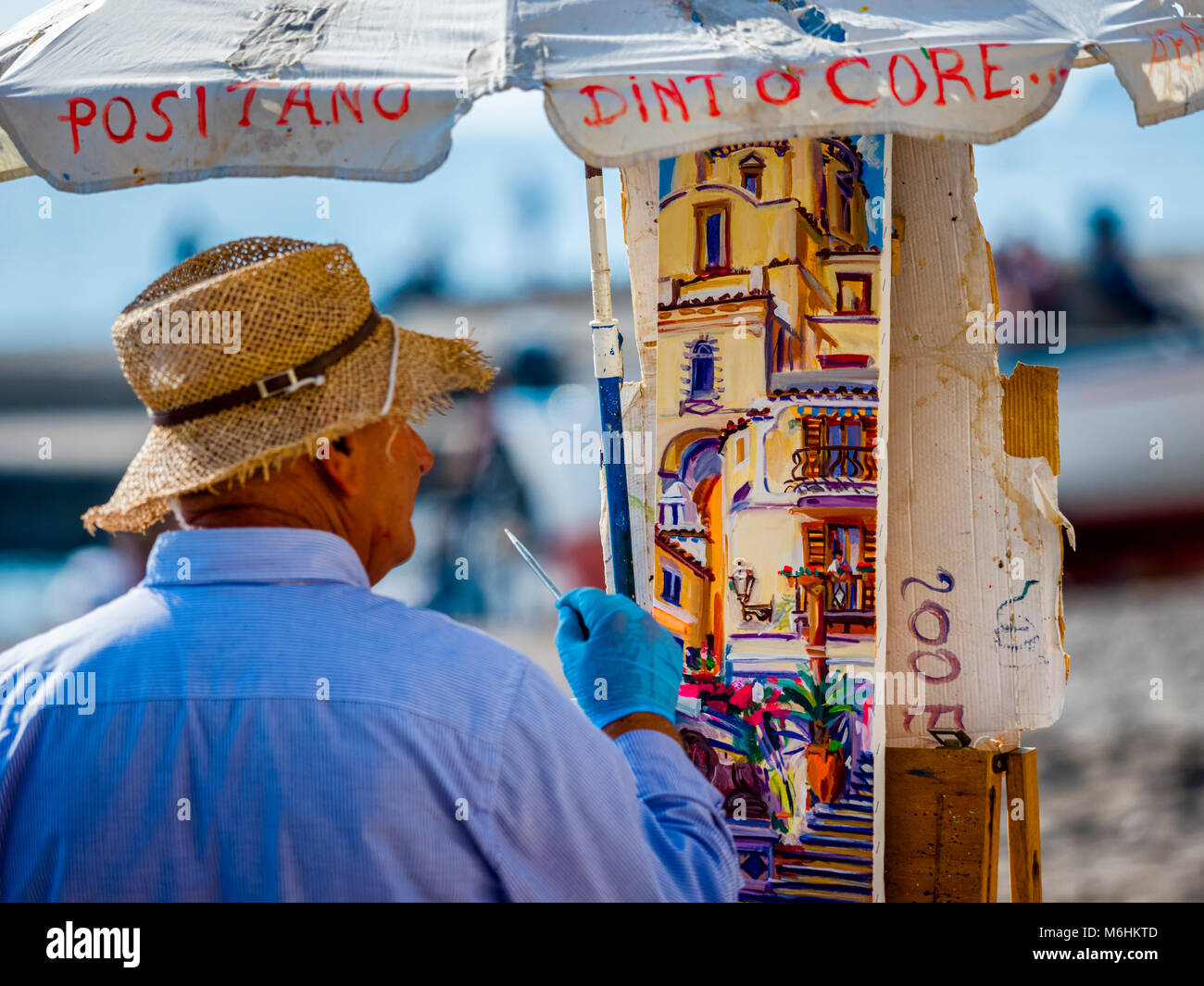 Künstler in der Stadt von Positano Amalfi Küste, Italien Stockfoto