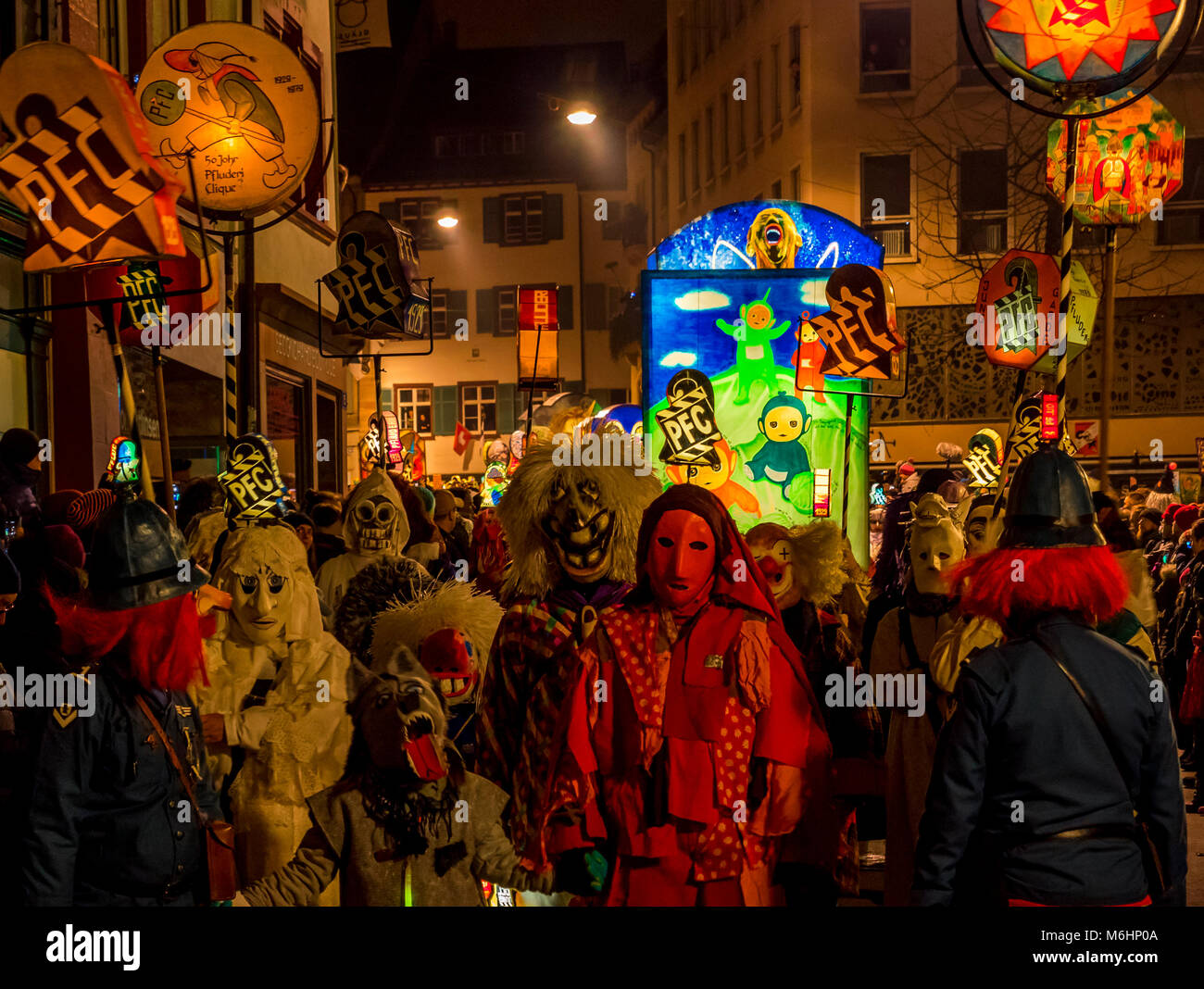 Morgestraich, Karnevalsumzug in der Nacht, Basler Fasnacht, Karneval von Basel, Basel, Kanton Basel, Schweiz, Europa Stockfoto