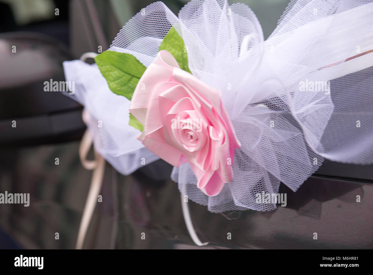 Hochzeit Auto Dekor Stockfoto