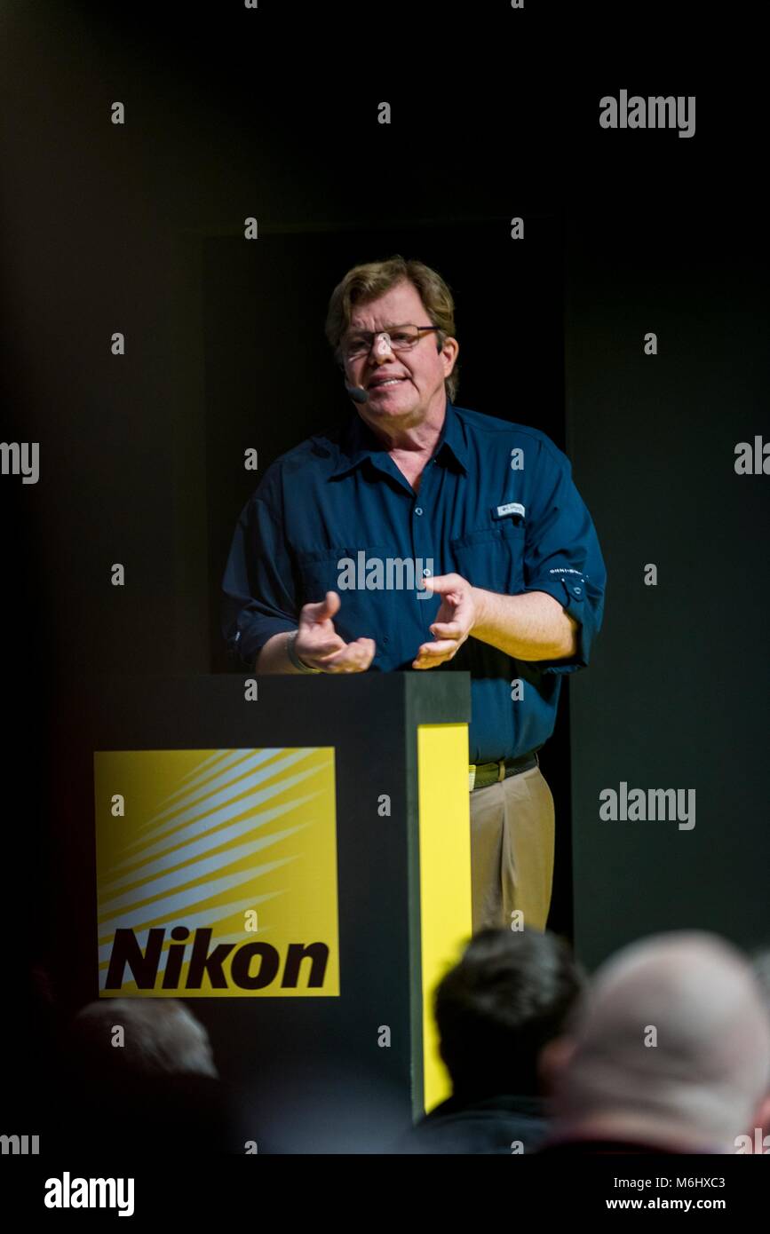 Joe McNally, Fotograf, Nikon Ambassador Reden an der Fotografie zeigen 2017 im NEC Birmingham, Großbritannien auf dem Nikon Stand 20. MÄRZ 2017: Foto C Stockfoto