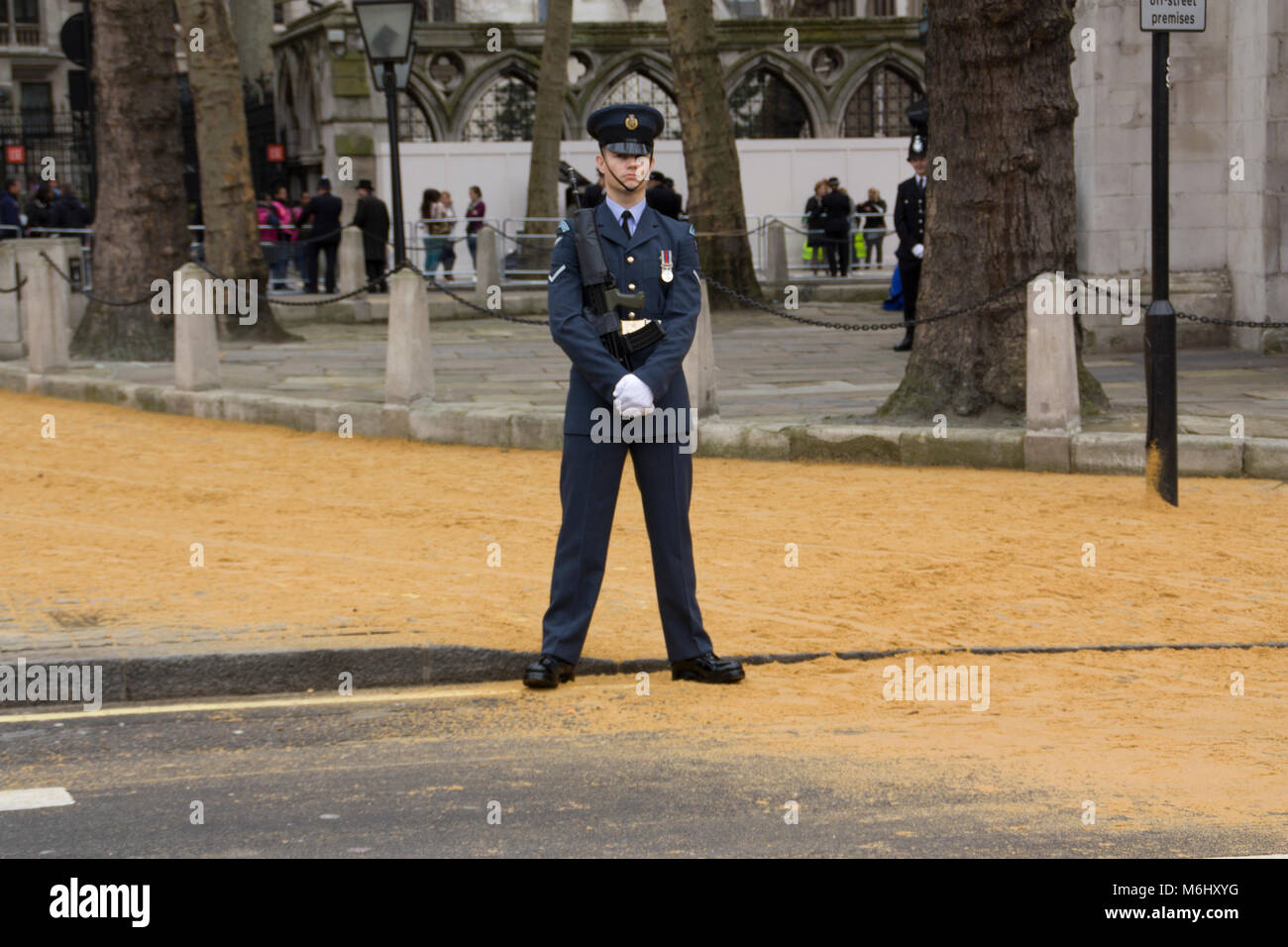 Soldaten auf der Parade an Margret Thatches Beerdigung, London, England, UK; Stockfoto