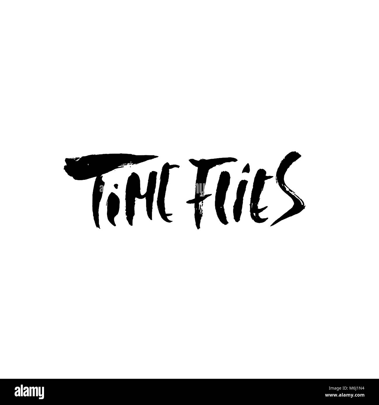Die Zeit vergeht. Hand trockenen Pinsel motivationale Schriftzug gezogen. Tinte Abbildung. Moderne Kalligraphie Phrase. Vector Illustration. Stock Vektor