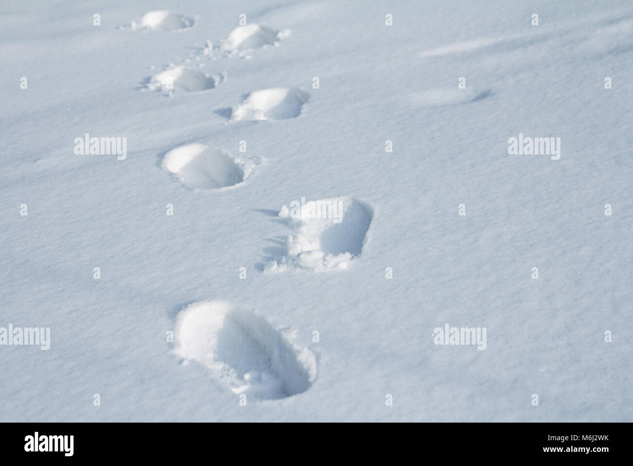Wandern Fußspuren im Schnee Stockfoto