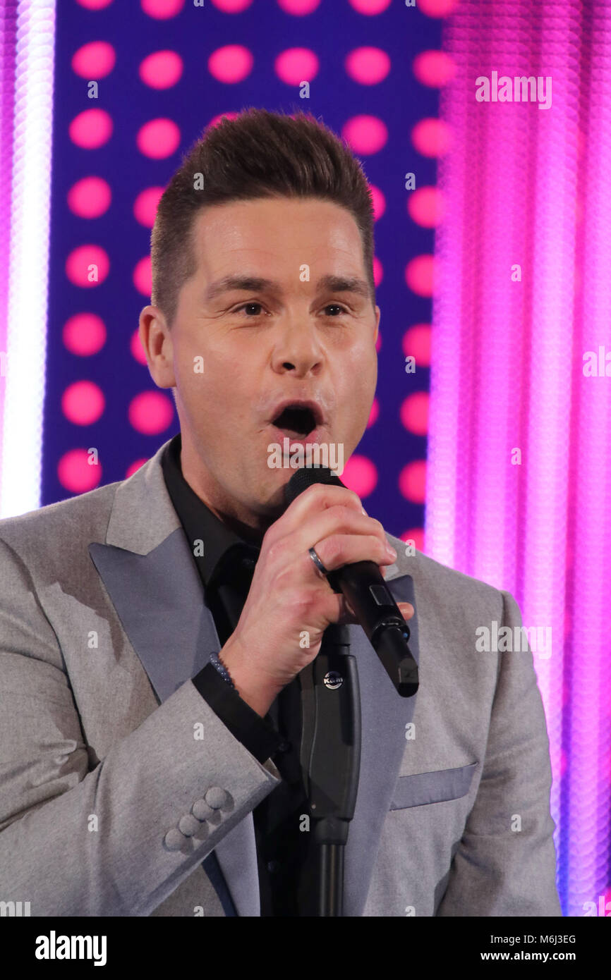 Am Set von "Löwen" im Eventpalast Schlagerwelt Leipzig Mit: Eloy Wo: Leipzig, Deutschland Wann: 31 Jan 2018 Credit: Becher/WENN.com Stockfoto