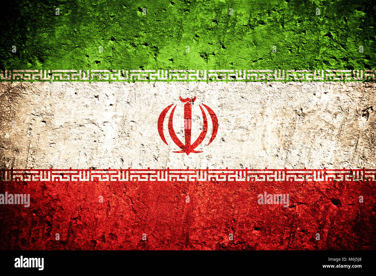 Flagge von Iran oder iranischen Banner auf Zerkratzt raue Textur Stockfoto