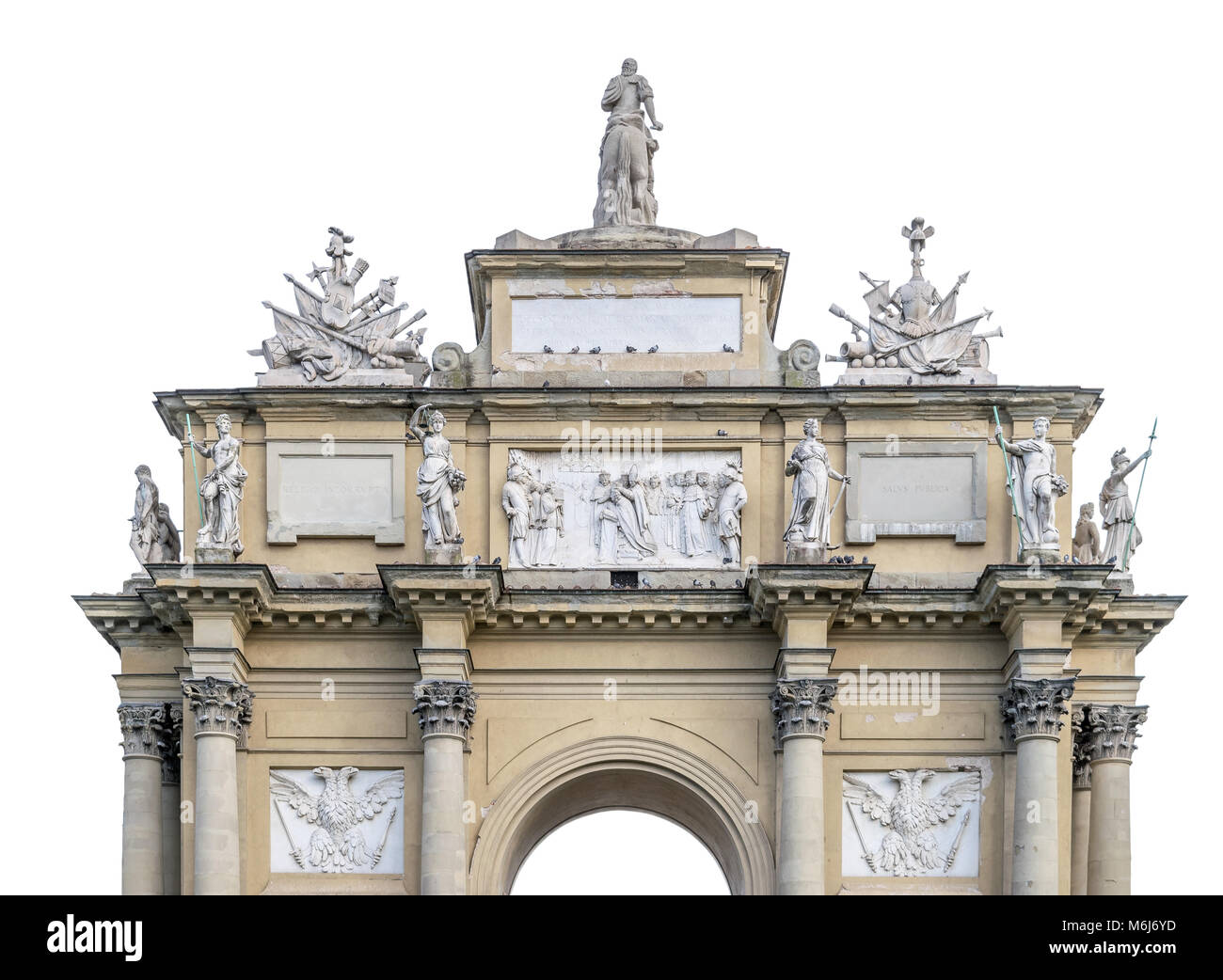 Florenz Triumphbogen isoliert auf Weiss. Stockfoto