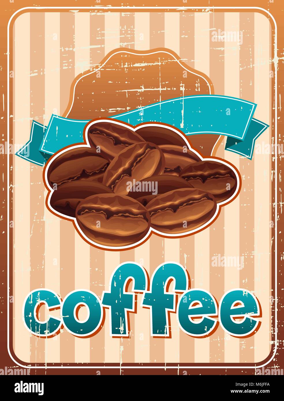 Poster mit Kaffeebohnen im Retro-Stil Stock Vektor