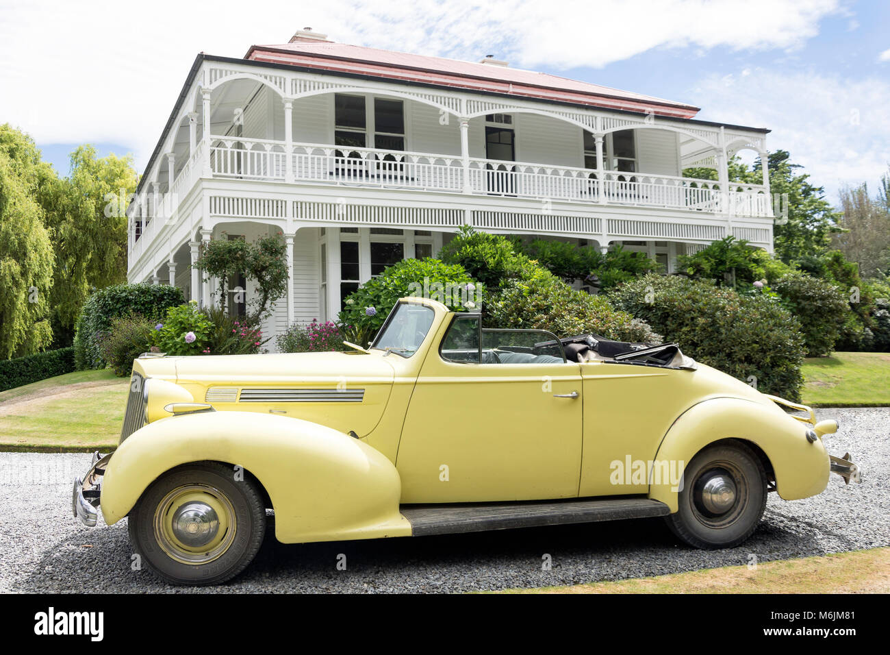 1939 Packard convertible Sedan, Homesdale Haus, Rakaia, Canterbury, Neuseeland Stockfoto