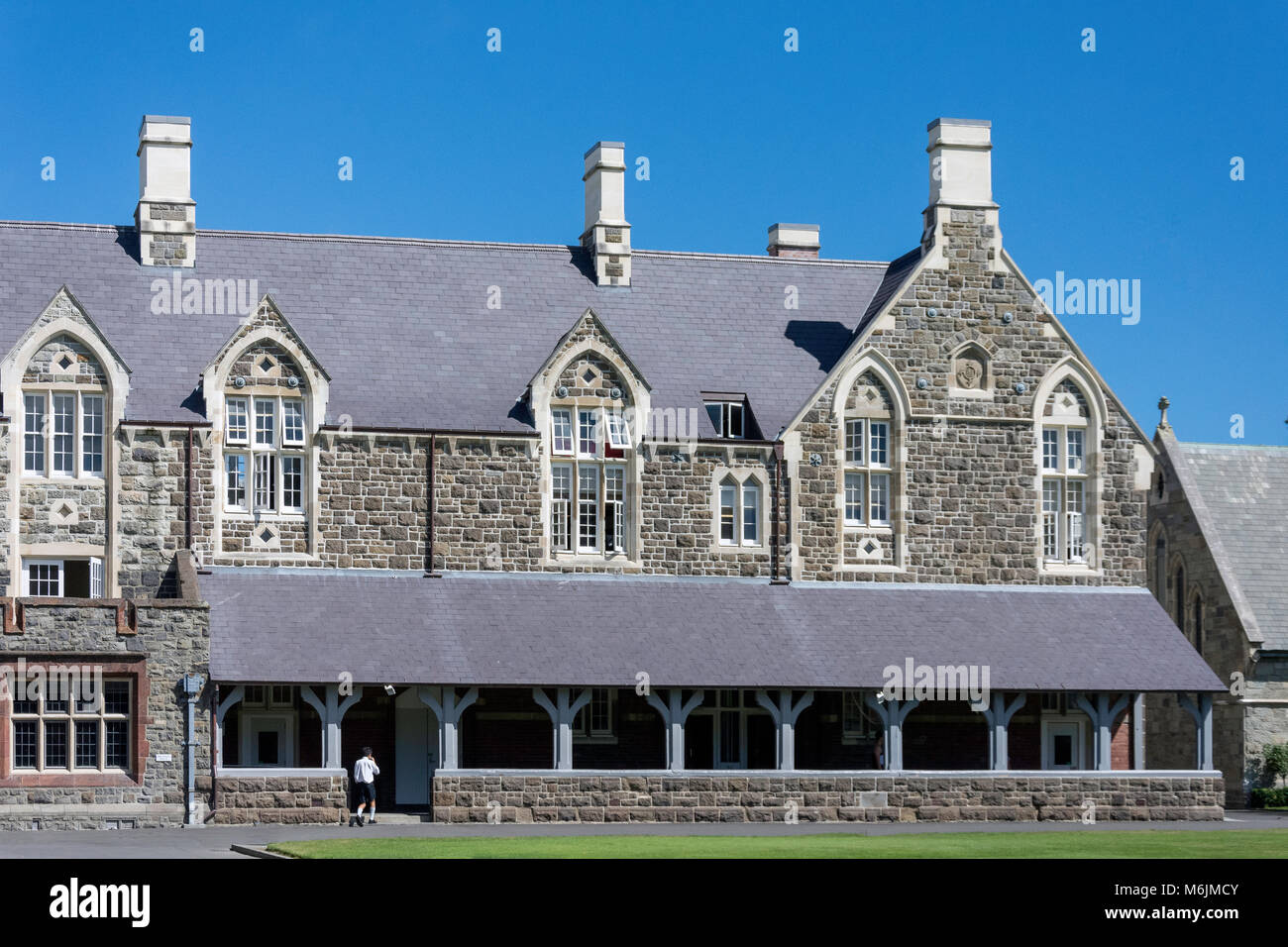 Harper und Julius Haus Kreuzgänge, Christ's College, Rolleston Avenue, Christchurch, Canterbury, South Island, Neuseeland Stockfoto