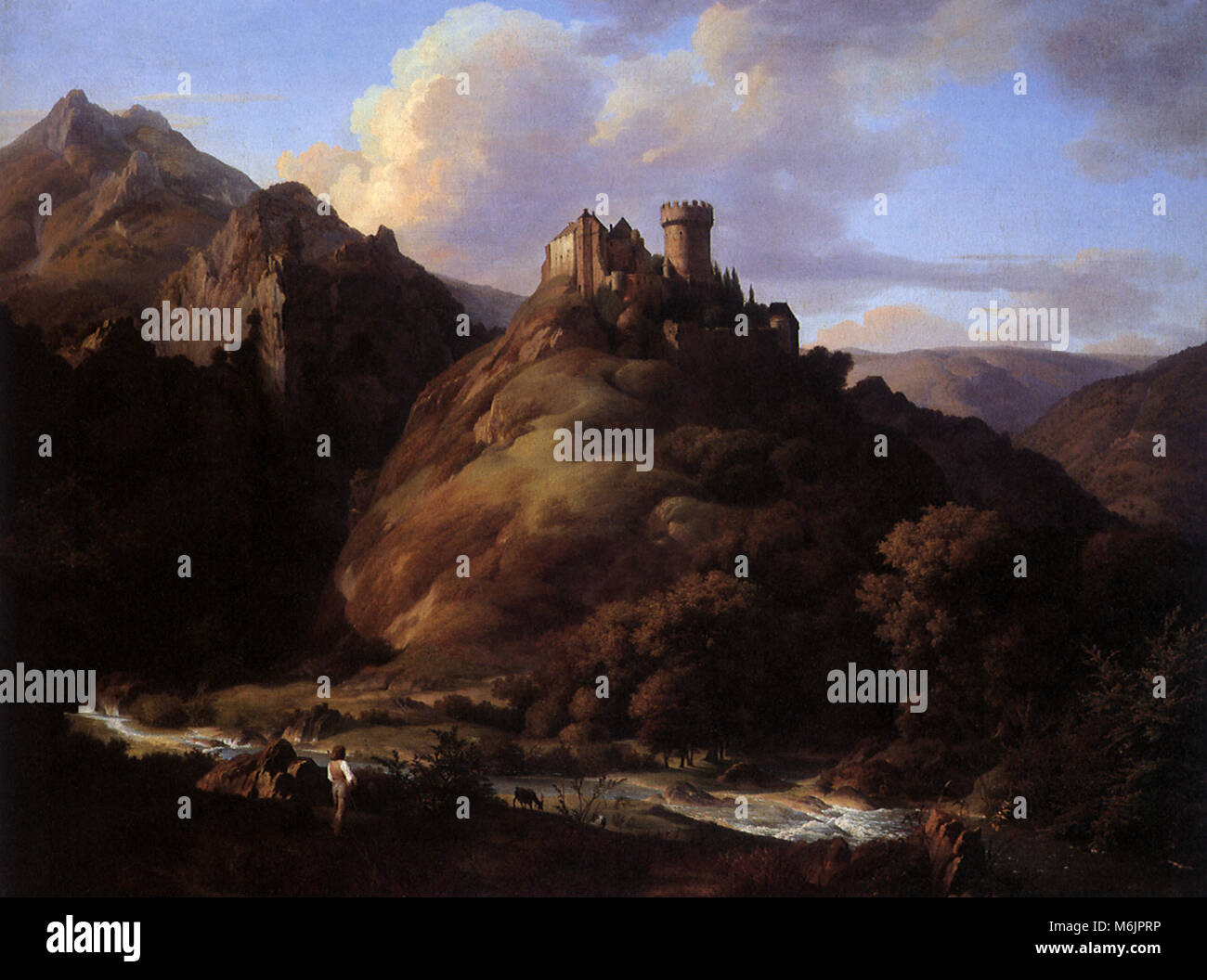 Romantische Landschaft, Schirmer, Johann Wilhelm, 1828. Stockfoto