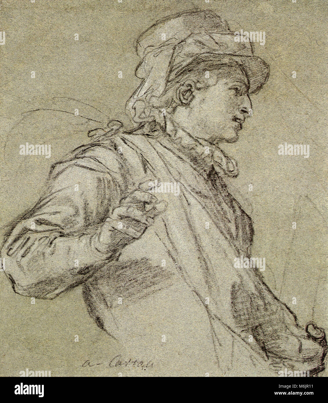 Halber Baulänge Abbildung eines Jugendlichen einen Hut tragen, Poccetti, Bernardo, 1575. Stockfoto