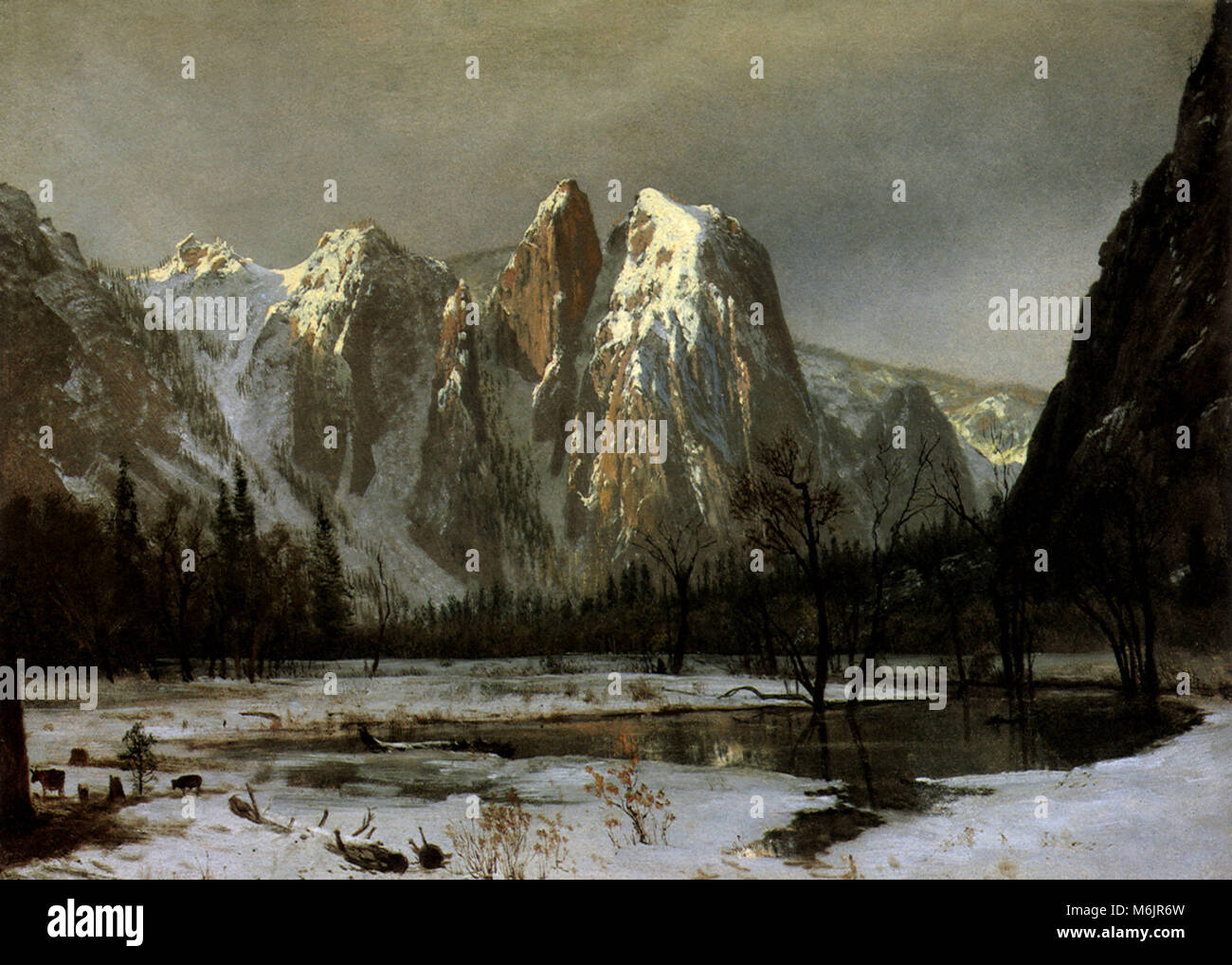 Cathedral Rocks, Yosemite Valley, Kalifornien, Bierstadt, Albert, 1872. Stockfoto