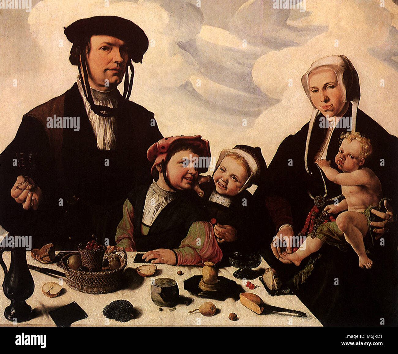Patrizier Haarlem Pieter Jan Foppeszoon mit Familie, Heck, Marten van Heemskerck de, 1530. Stockfoto