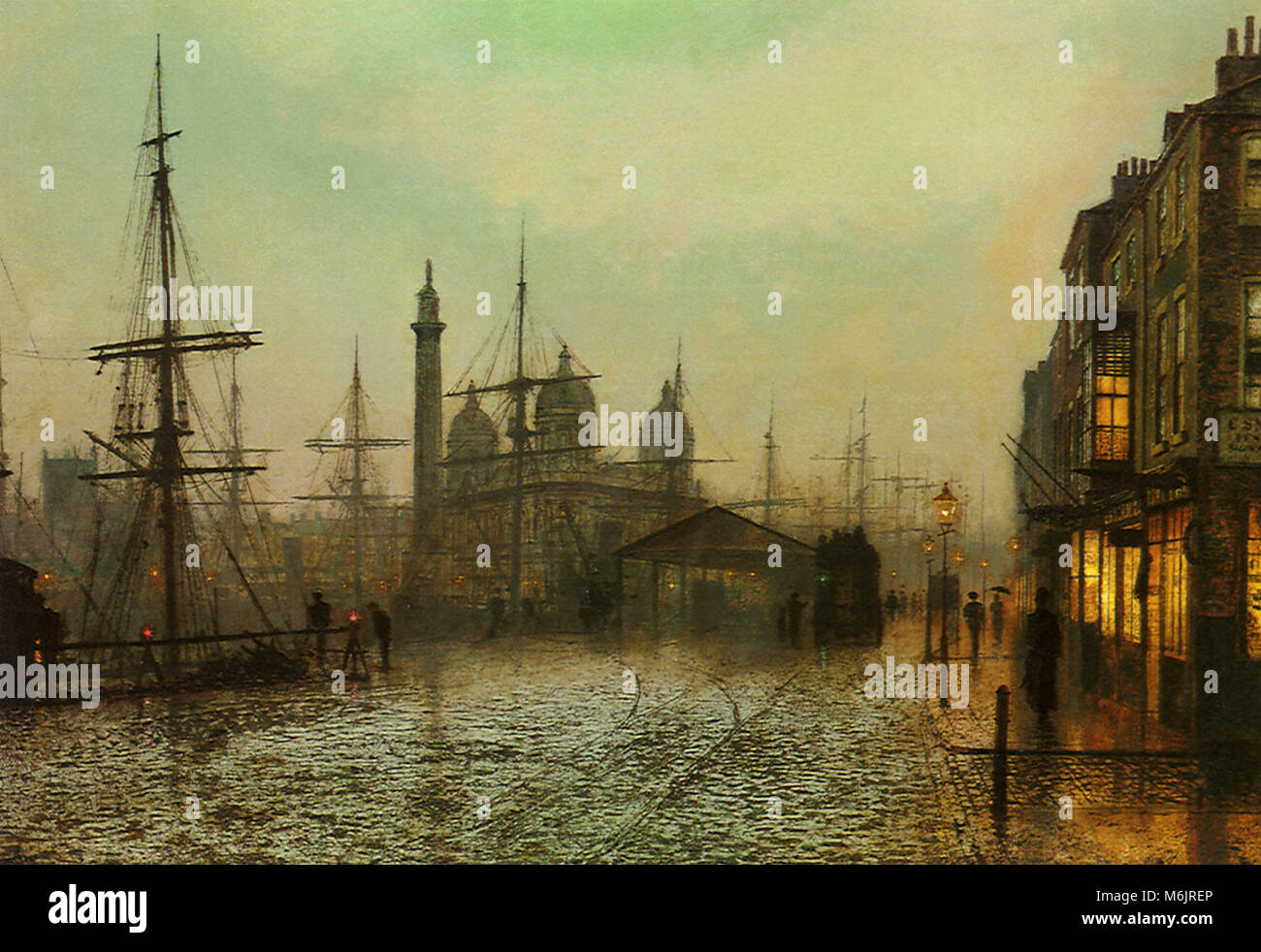 Prince's Dock, Hull, im Mondschein, Grimshaw, Atkinson, 1882. Stockfoto