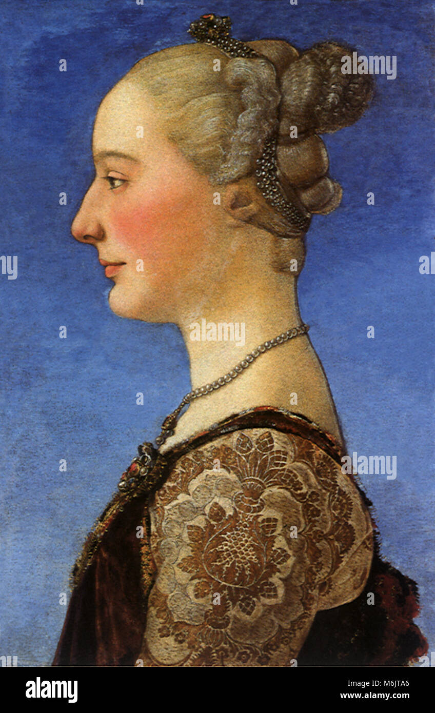 Porträt einer Frau, Pollaiola, Piero, 1480. Stockfoto