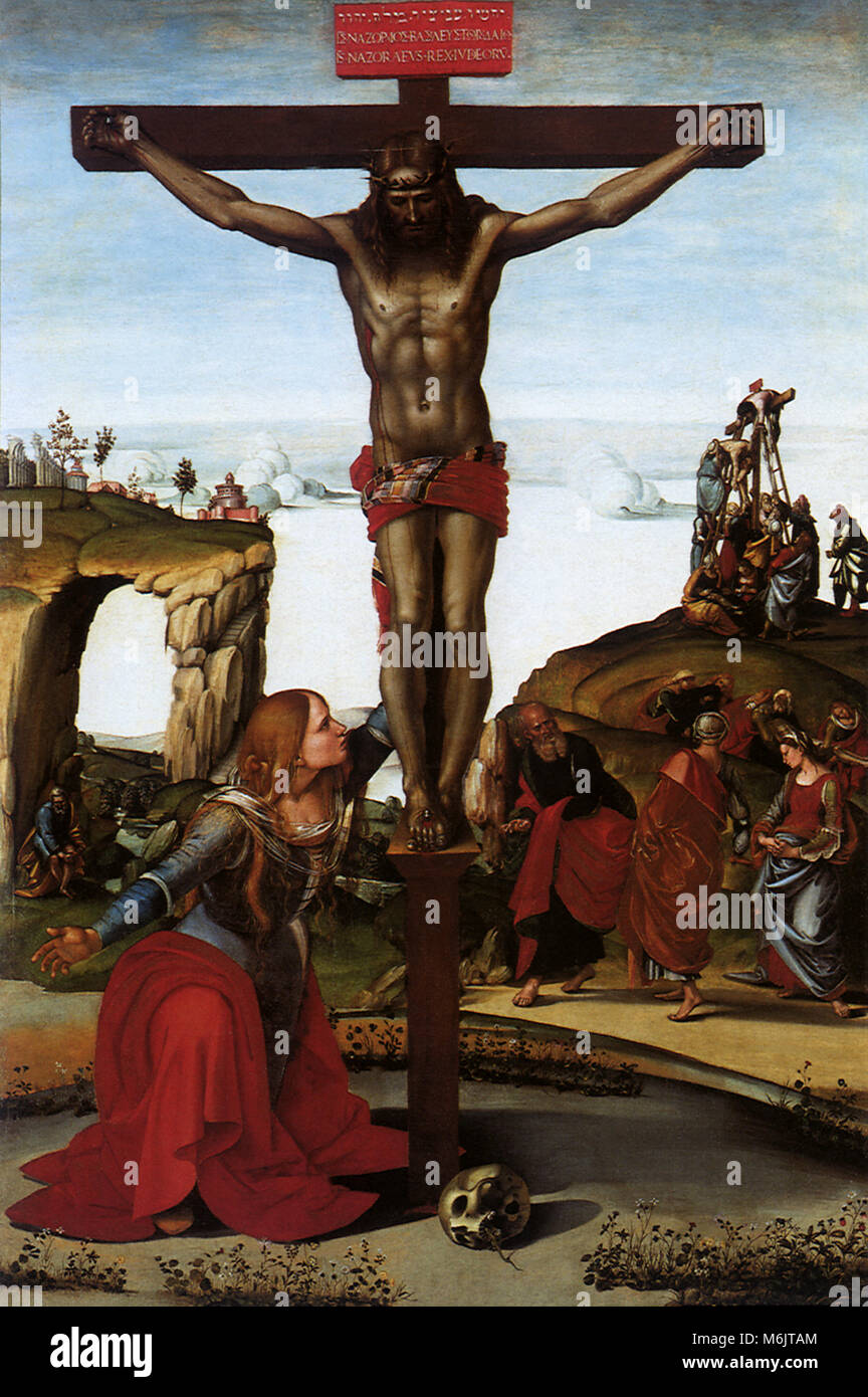 Die Kreuzigung mit der Heiligen Maria Magdalena, Signorelli, Luca, 1600. Stockfoto