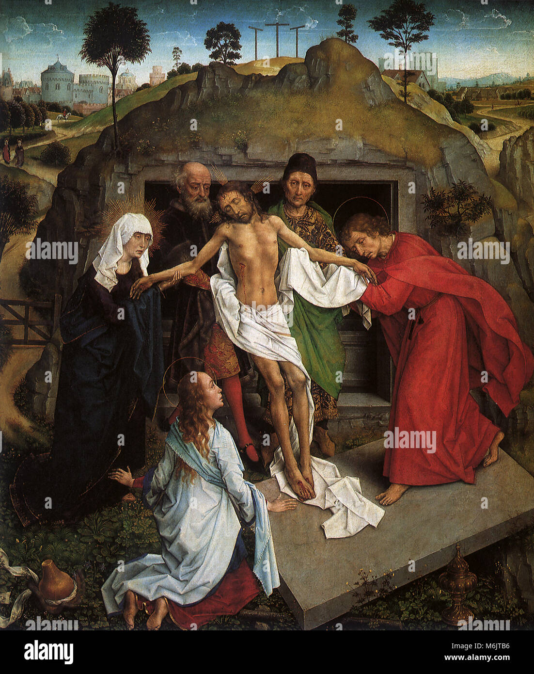 Die grablegung, Weyden, Rogier van der, 1450. Stockfoto