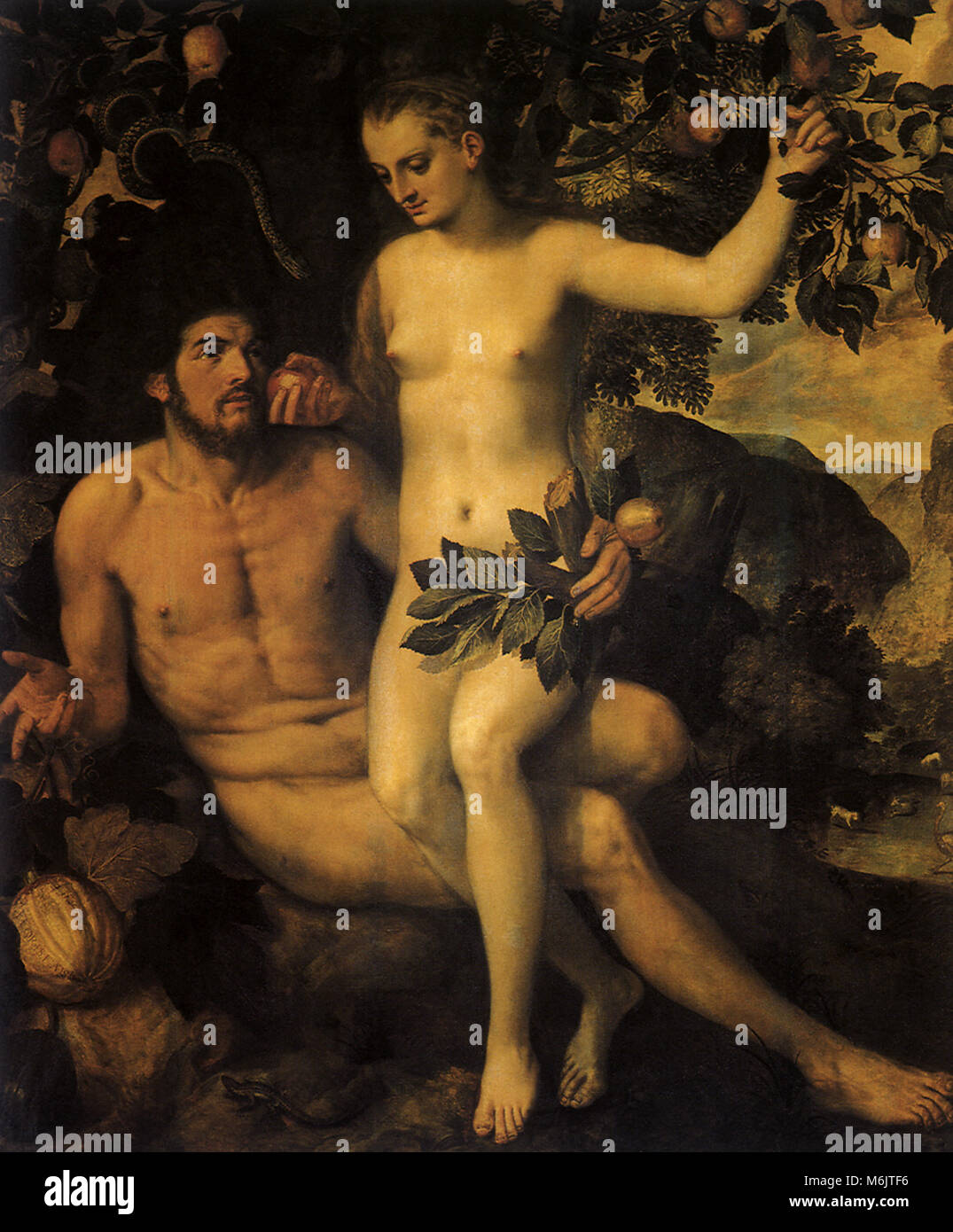 Adam und Eva, FLORIS, Frans, 1560. Stockfoto