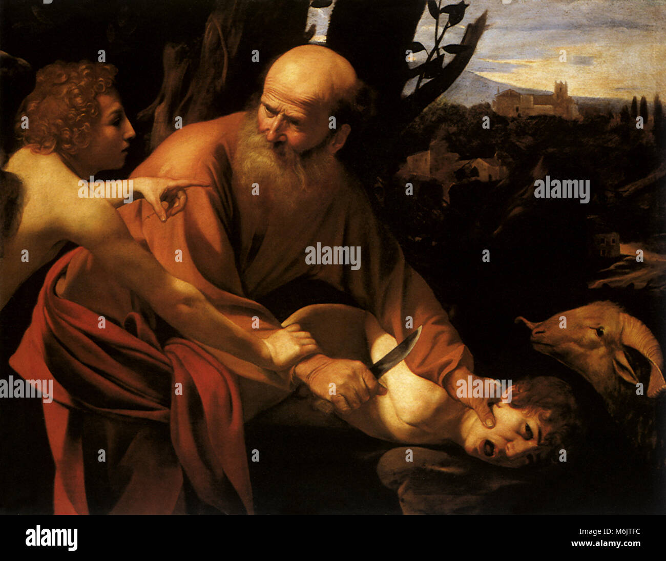 Die Opferung Isaaks, Caravaggio, Michelangelo, M., 1604. Stockfoto