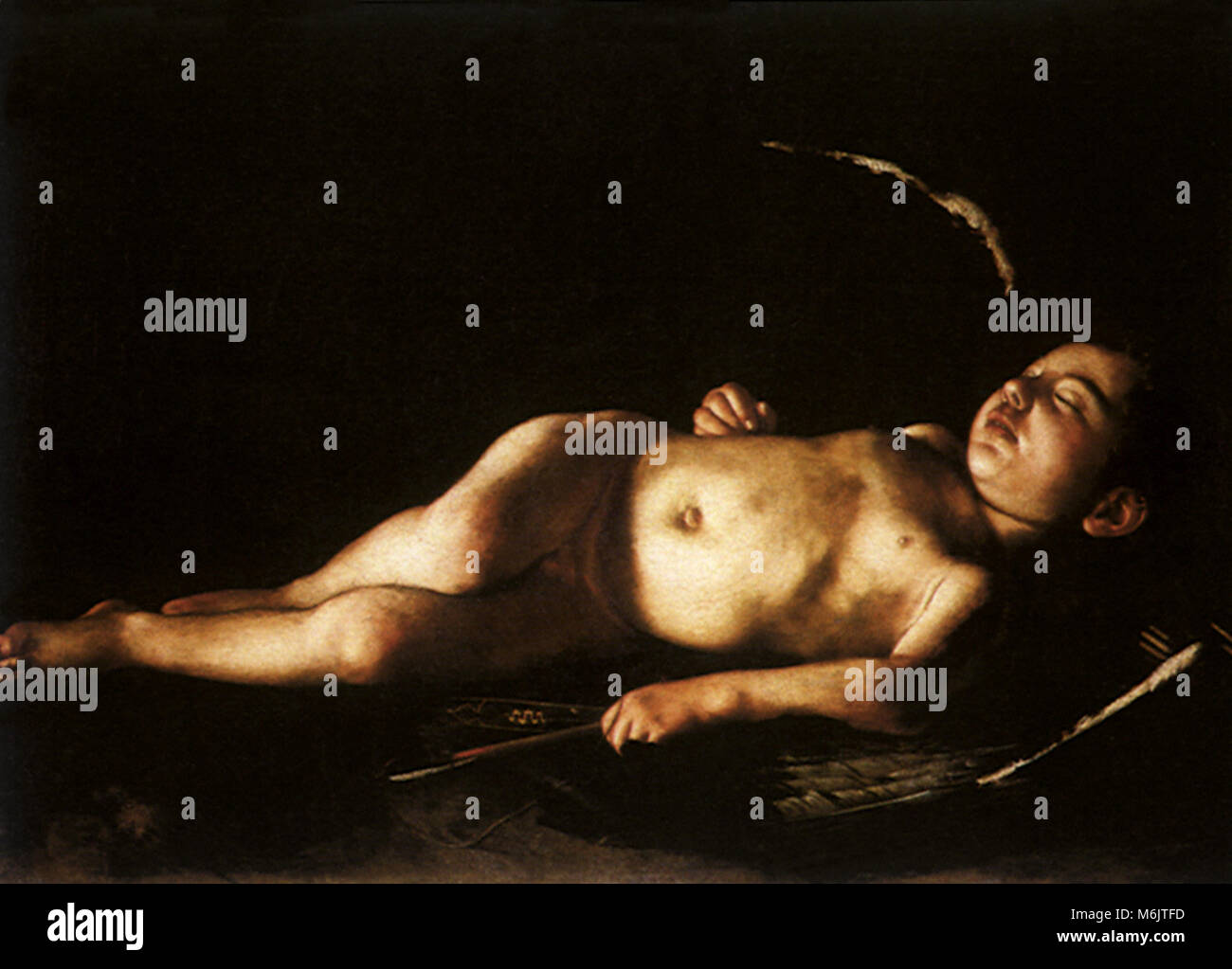 Sleeping Cupid, Caravaggio, Michelangelo, M., 1608. Stockfoto