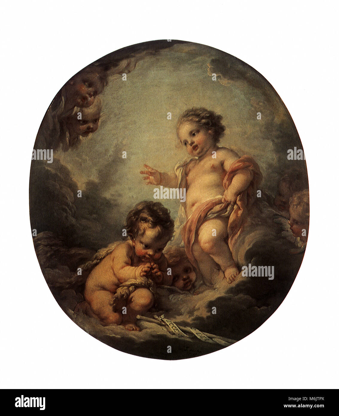 Das Baby Jesus und der Säugling Saint John, Boucher, Francois, 1758. Stockfoto
