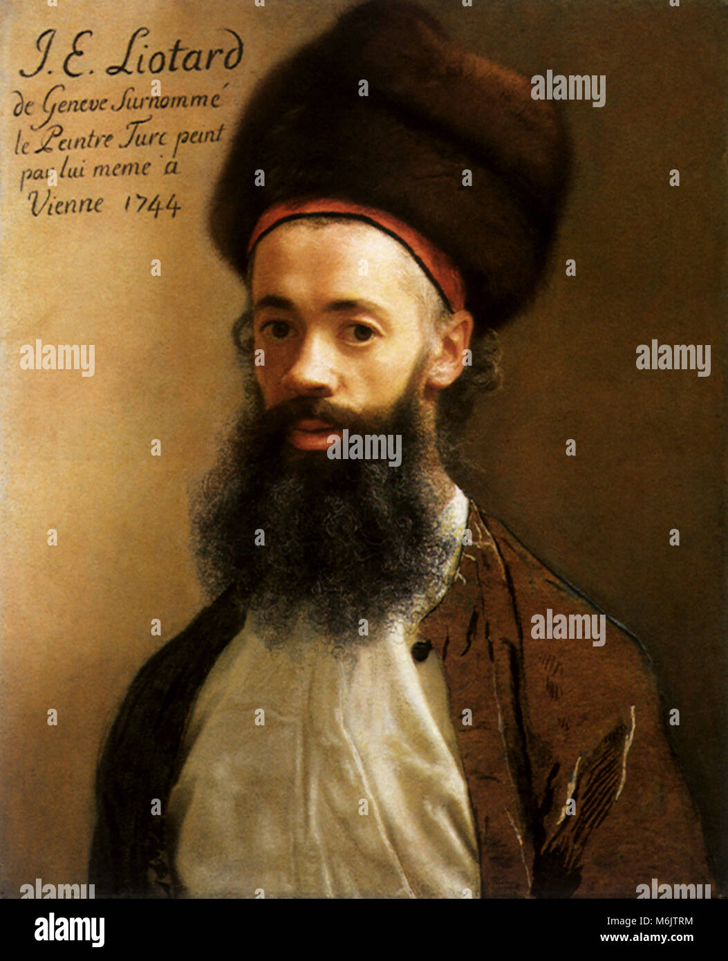 Selbstportrait von Jean Etienne Liotard, Jean-Etienne Liotard,, 1744. Stockfoto