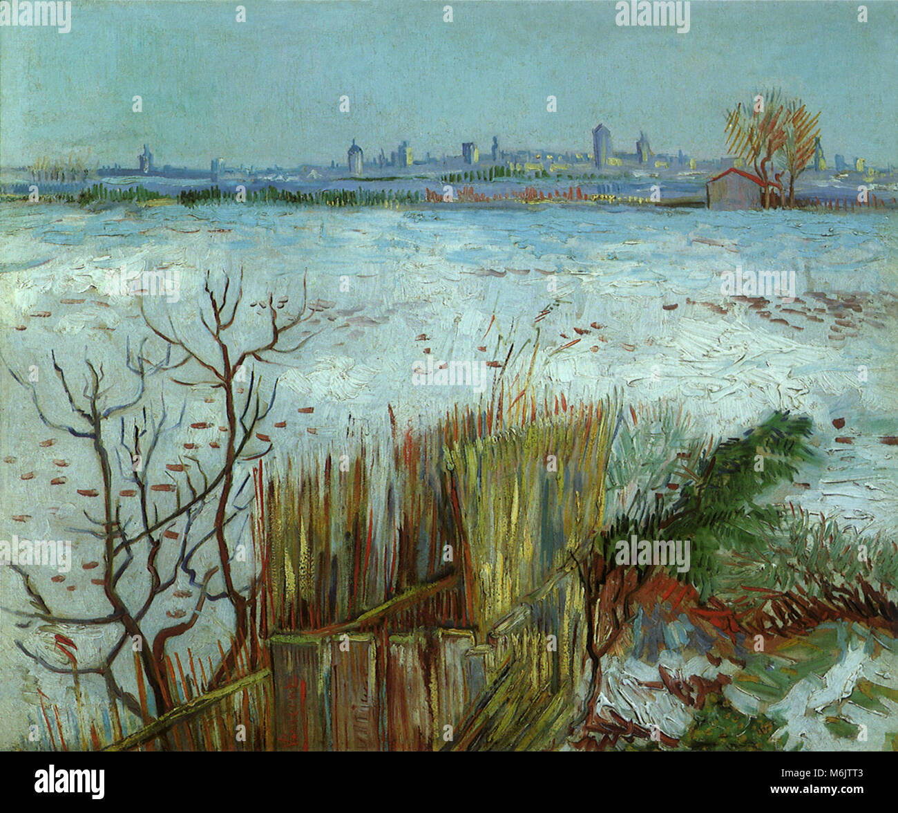 Schneelandschaft mit Alres im Hintergrund, Van Gogh, Vincent Willem, 1888. Stockfoto