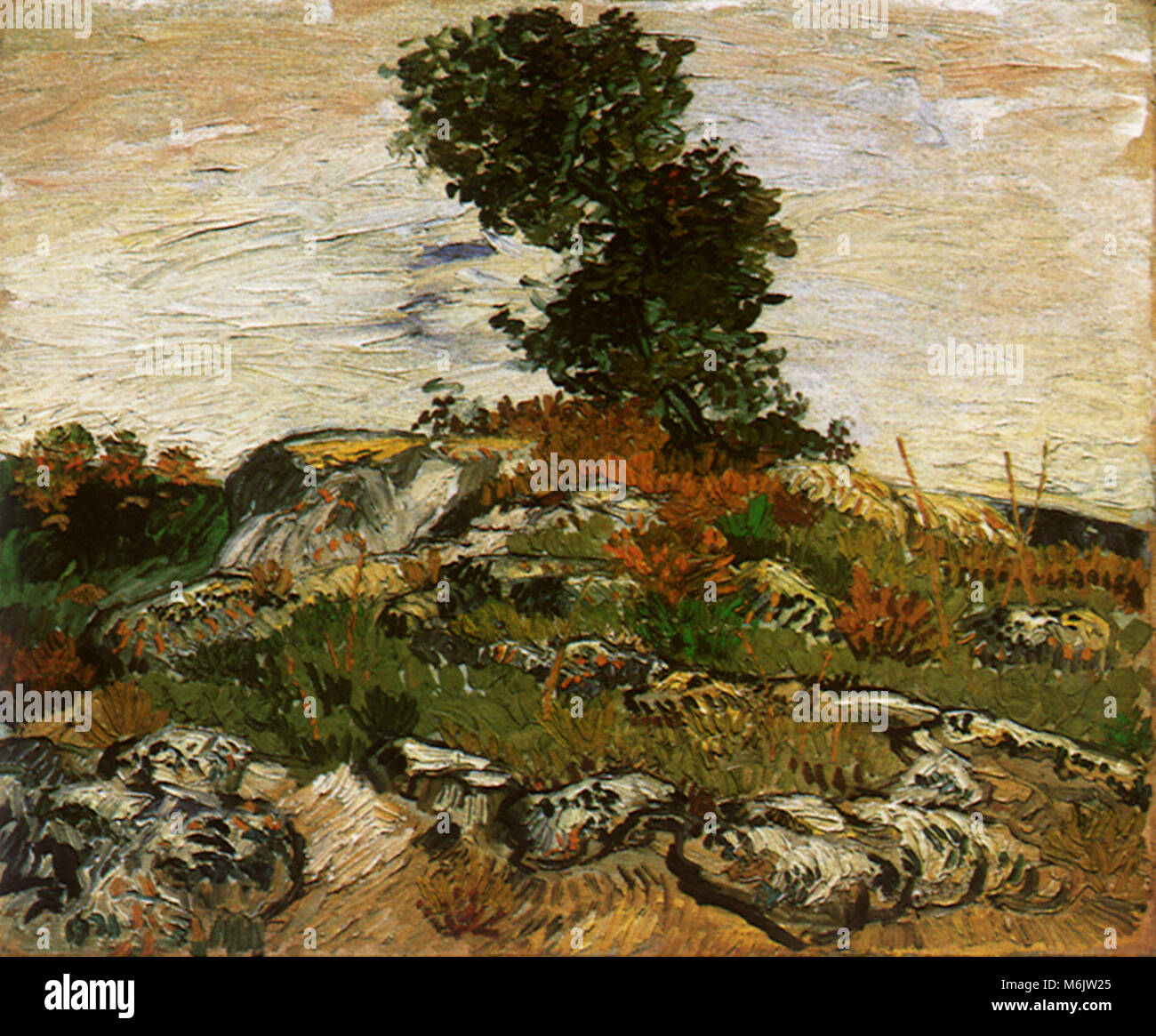 Felsen mit Eiche, Van Gogh, Vincent Willem, 1888. Stockfoto