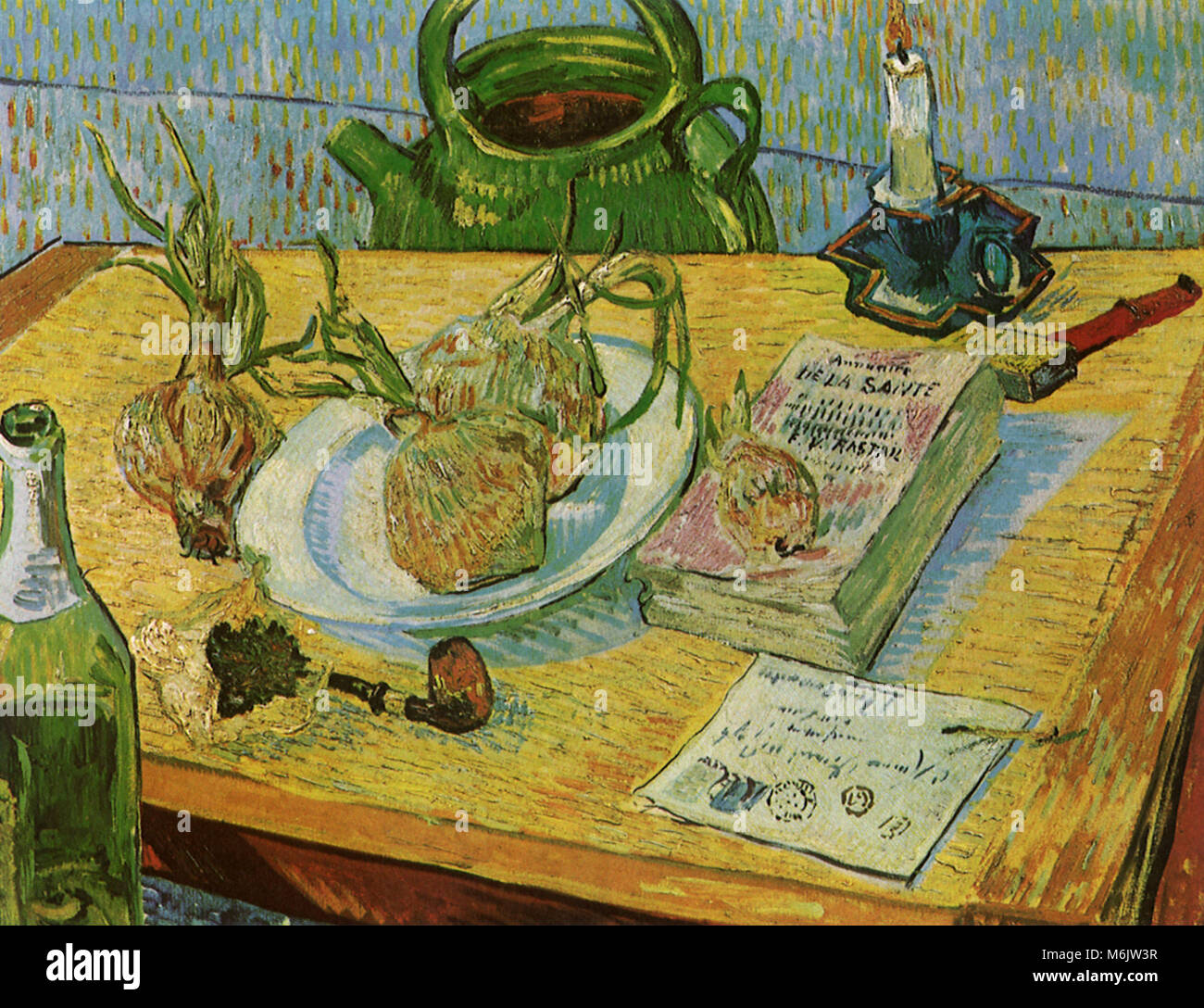 Still Life: Drawing Board, Rohr, Zwiebeln und Sealing-Wax, Van Gogh, Vincent Willem, 1888. Stockfoto